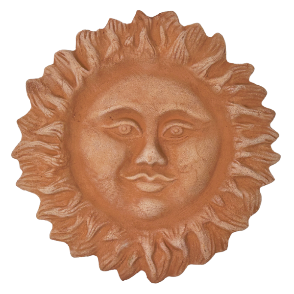 Handcrafted ceramic wall sun for home furnishing and decoration Terracotta Gift Idea