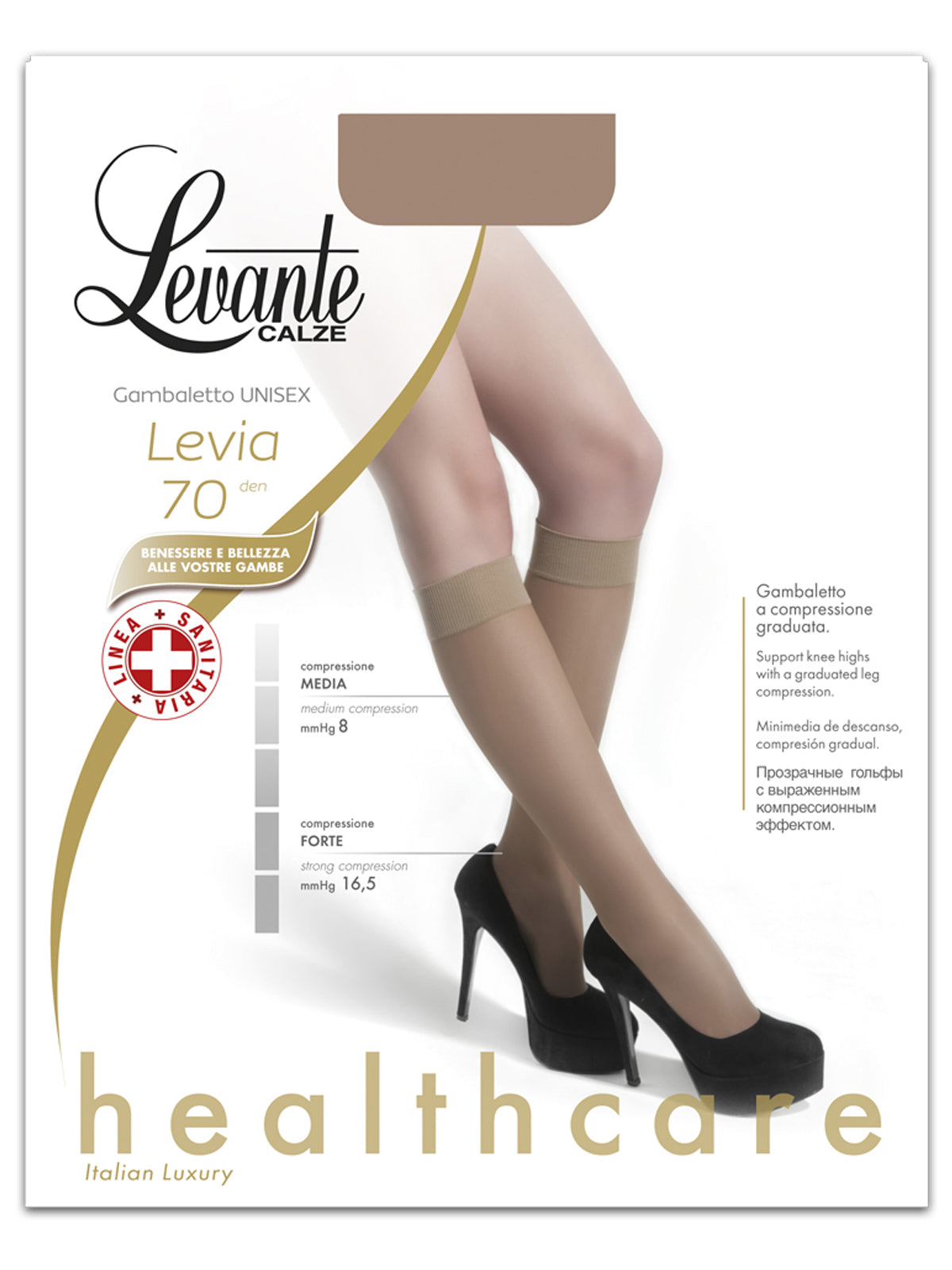 Levante Collant Donna Levia 70 denari Calze Gambaletto a compressione graduata