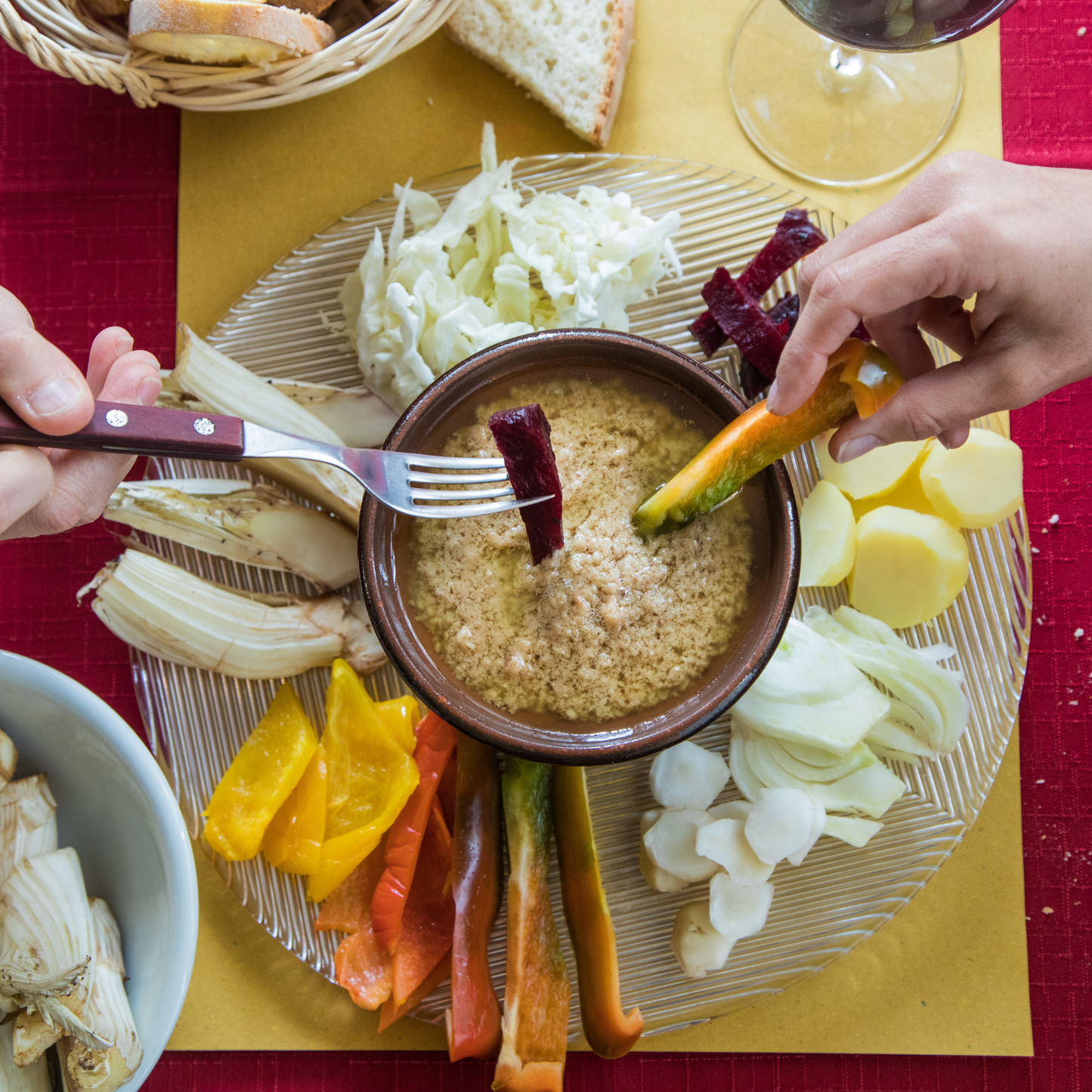 Toocook Stove Bagna Cauda Dip for vegetables Piedmontese Fondue recipe in Brown Terracotta. Made in Italy 100%