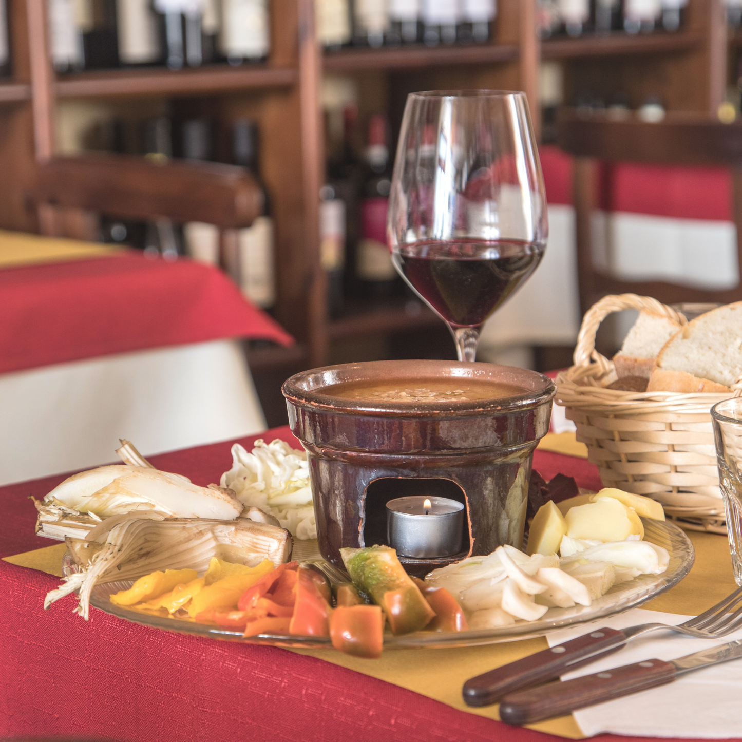 Toocook Stove Bagna Cauda Dip for vegetables Piedmontese Fondue recipe in Brown Terracotta. Made in Italy 100%