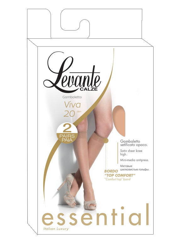 Levante Donna Viva tights 20 denier silky matt knee-highs - 2 pairs