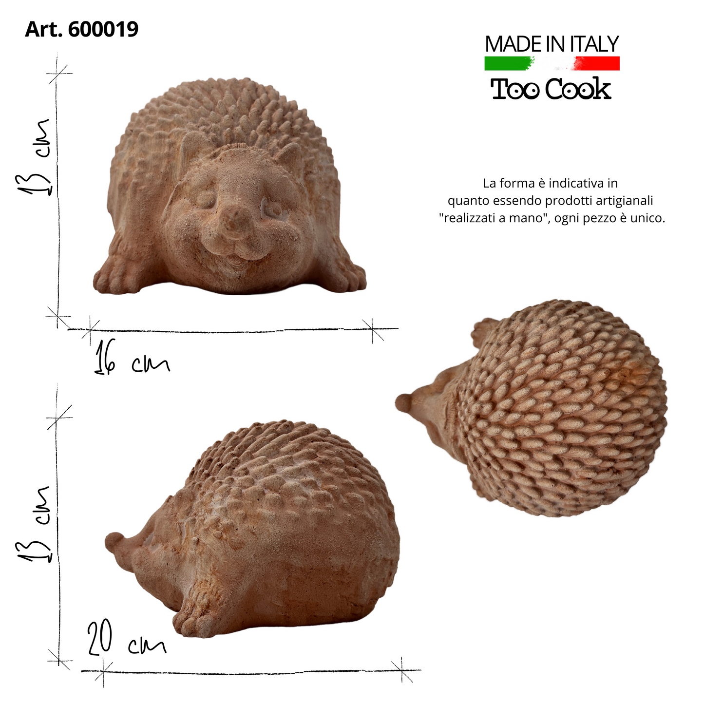 Handcrafted terracotta hedgehog for garden furniture, unique weatherproof decoration
