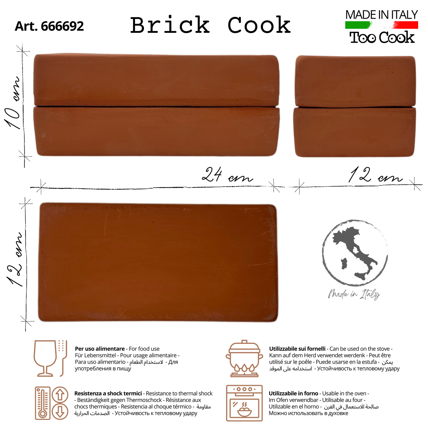 TooCook Brick Cook Terracotta Brick for Natural Cooking Without
