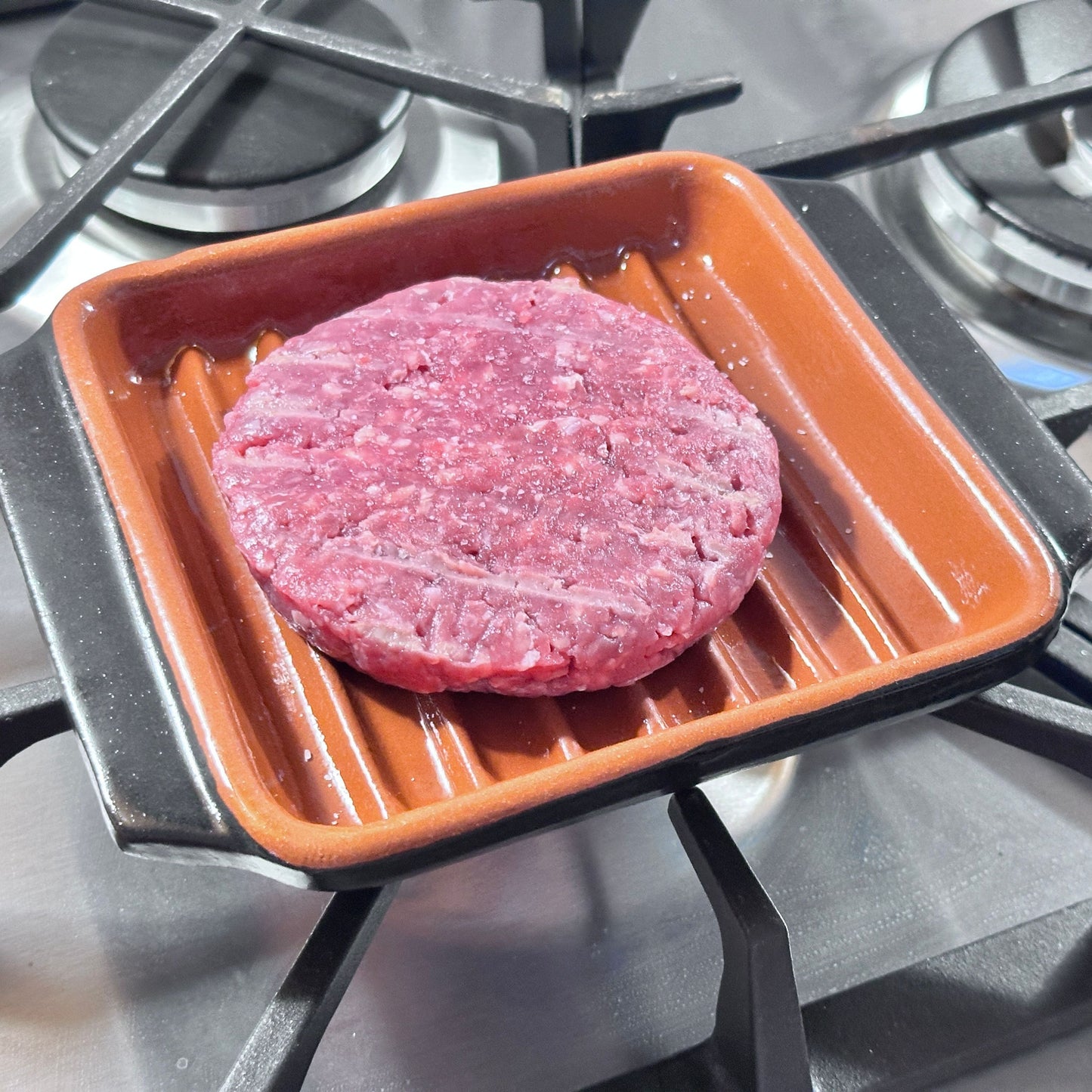 Toocook Grill Me mini square terracotta plate for natural cooking without fat, unique taste without altering the properties of the food