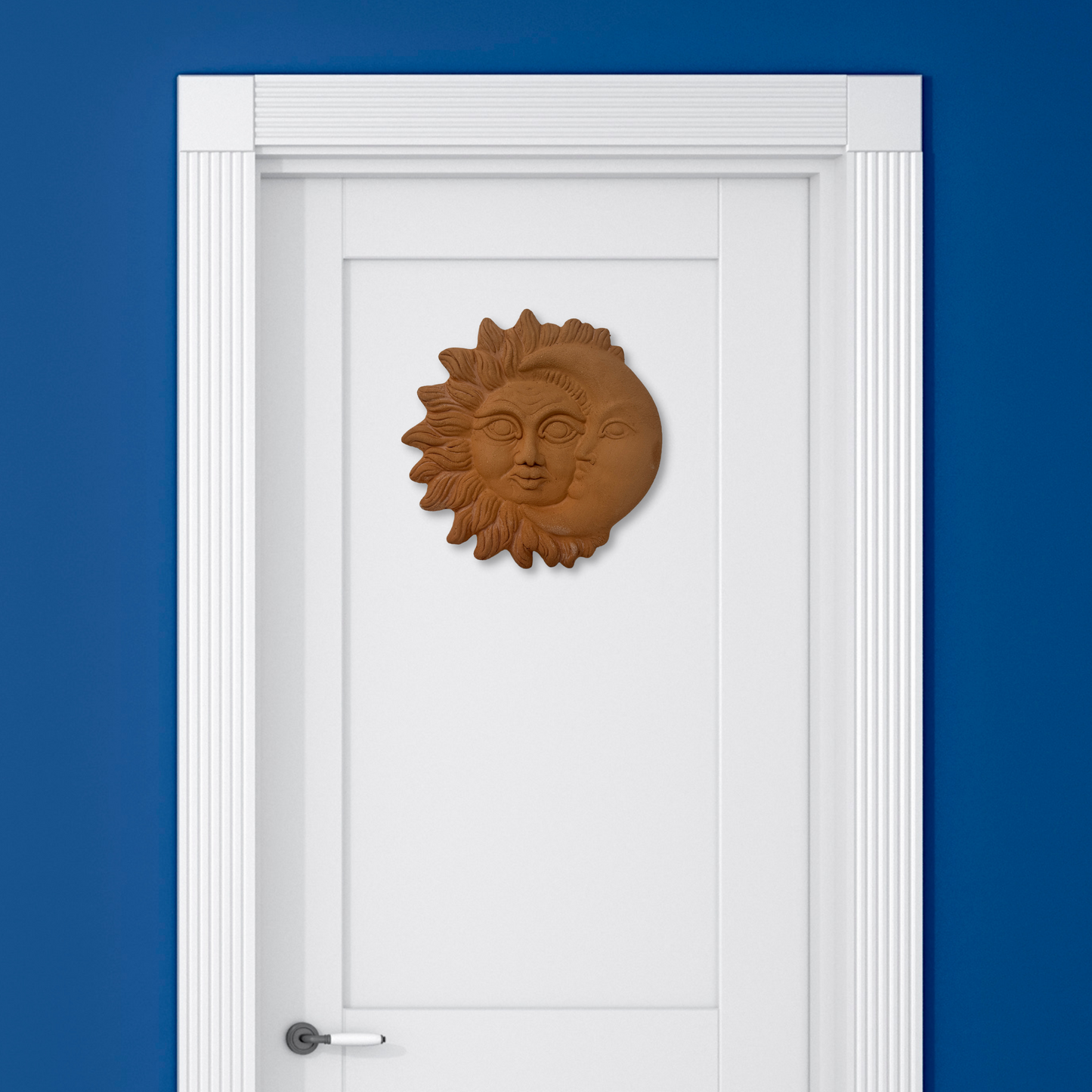 Sole e Luna in ceramica artigianale da parete per arredo e decorazione casa Terracotta Idea Regalo