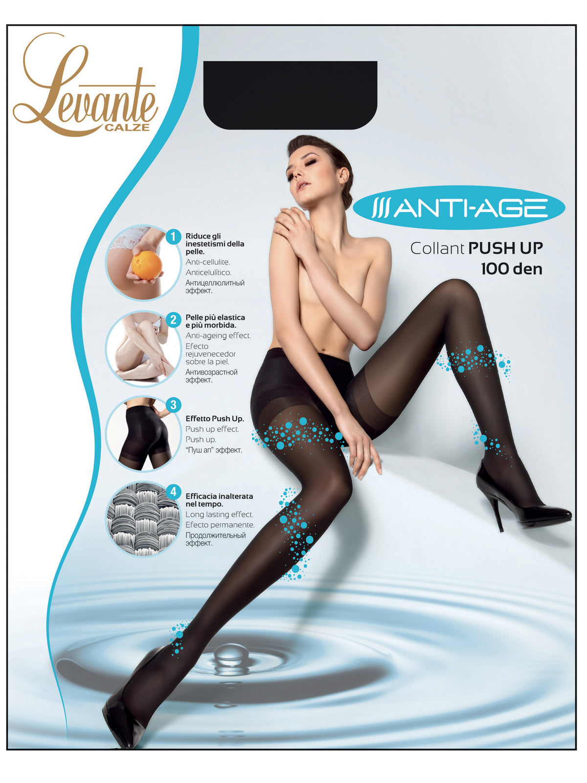 Levante Collant Donna Anti Age PUSH UP Calze 100 DEN Migliora la silhouette