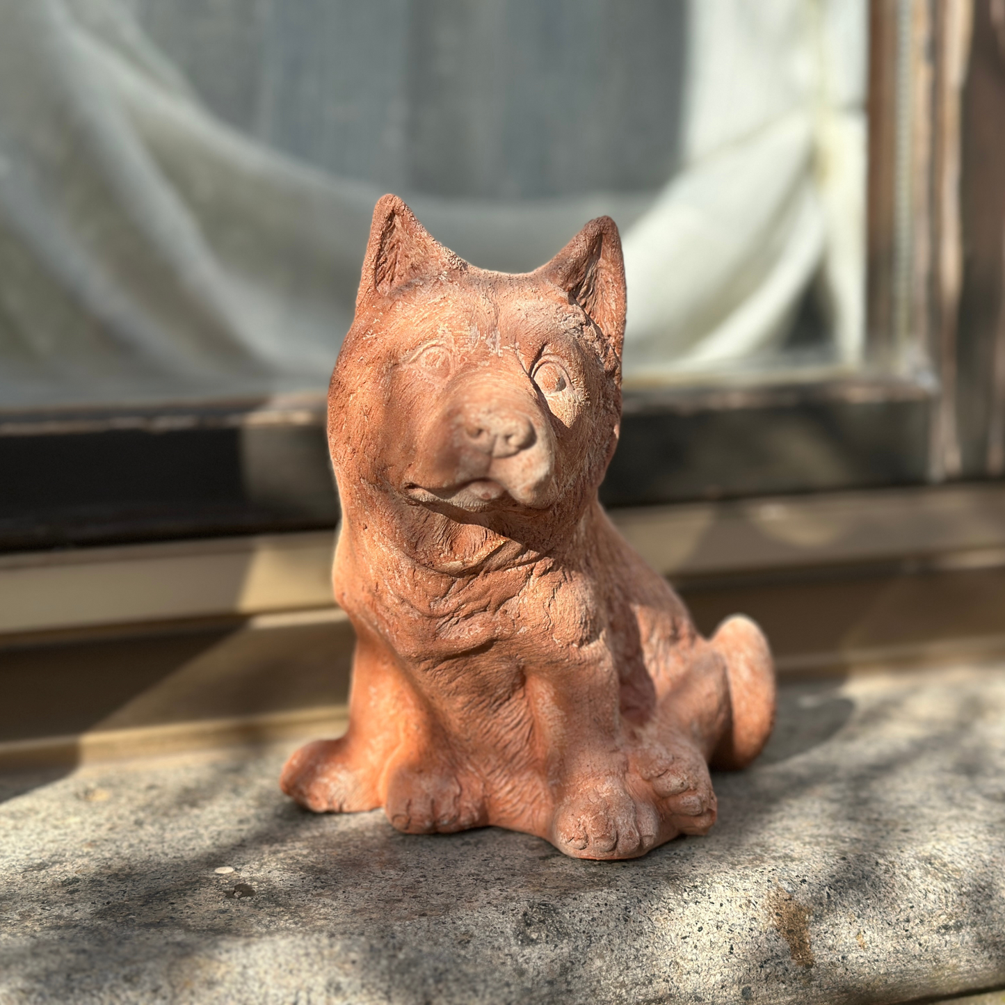 Toocook Cane Pastore Tedesco in terracotta artigianale per arredo giardino decorazione unica resistente alle intemperie
