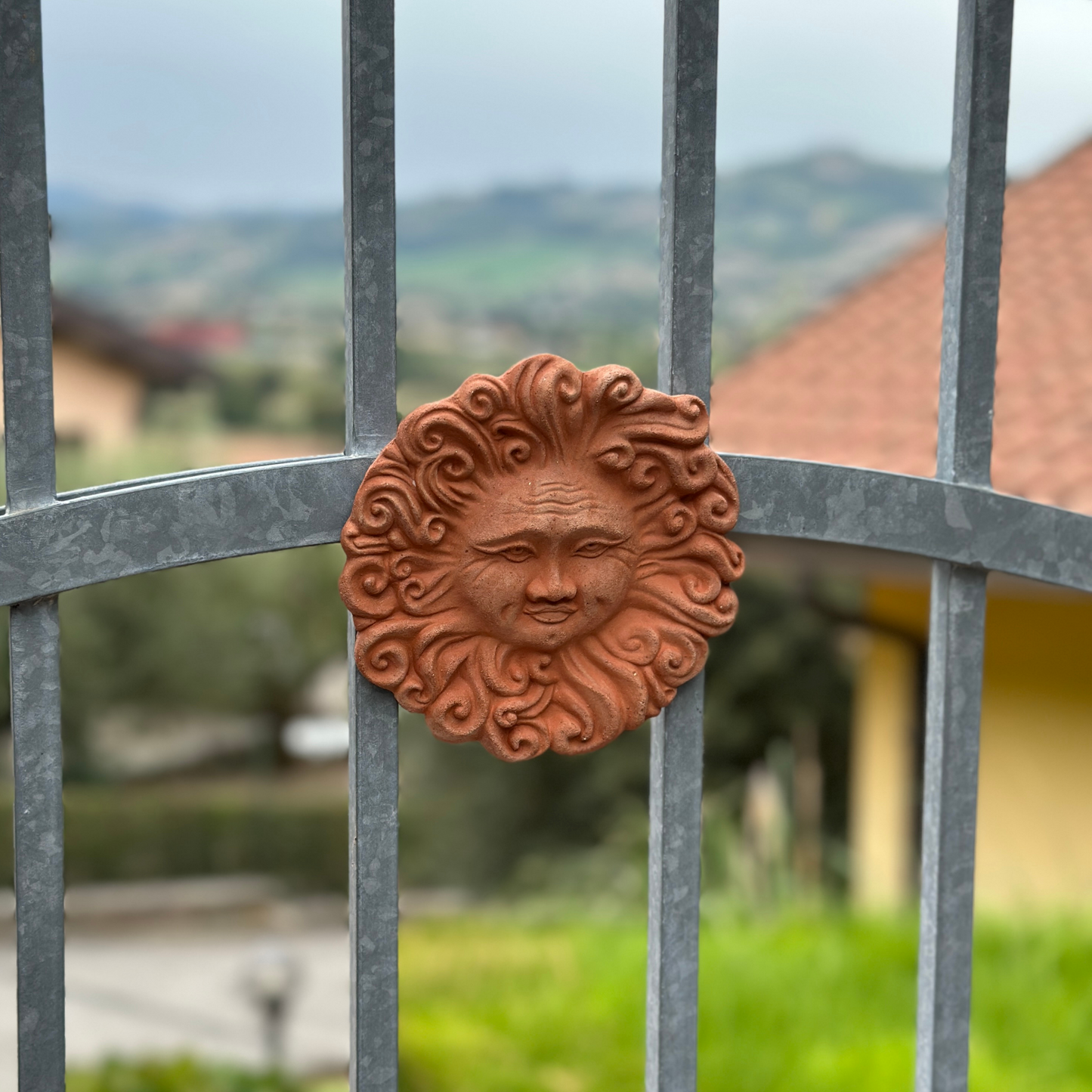 Handcrafted ceramic wall sun for home furnishing and decoration Terracotta Gift Idea - 15 cm