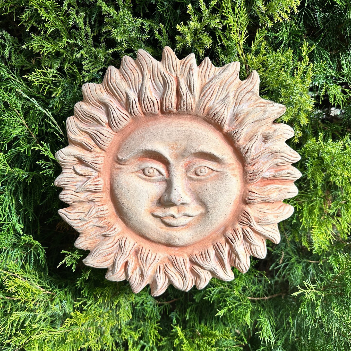 Sun 32 cm in handcrafted ceramic wall for home furnishing and decoration Terracotta Gift Idea