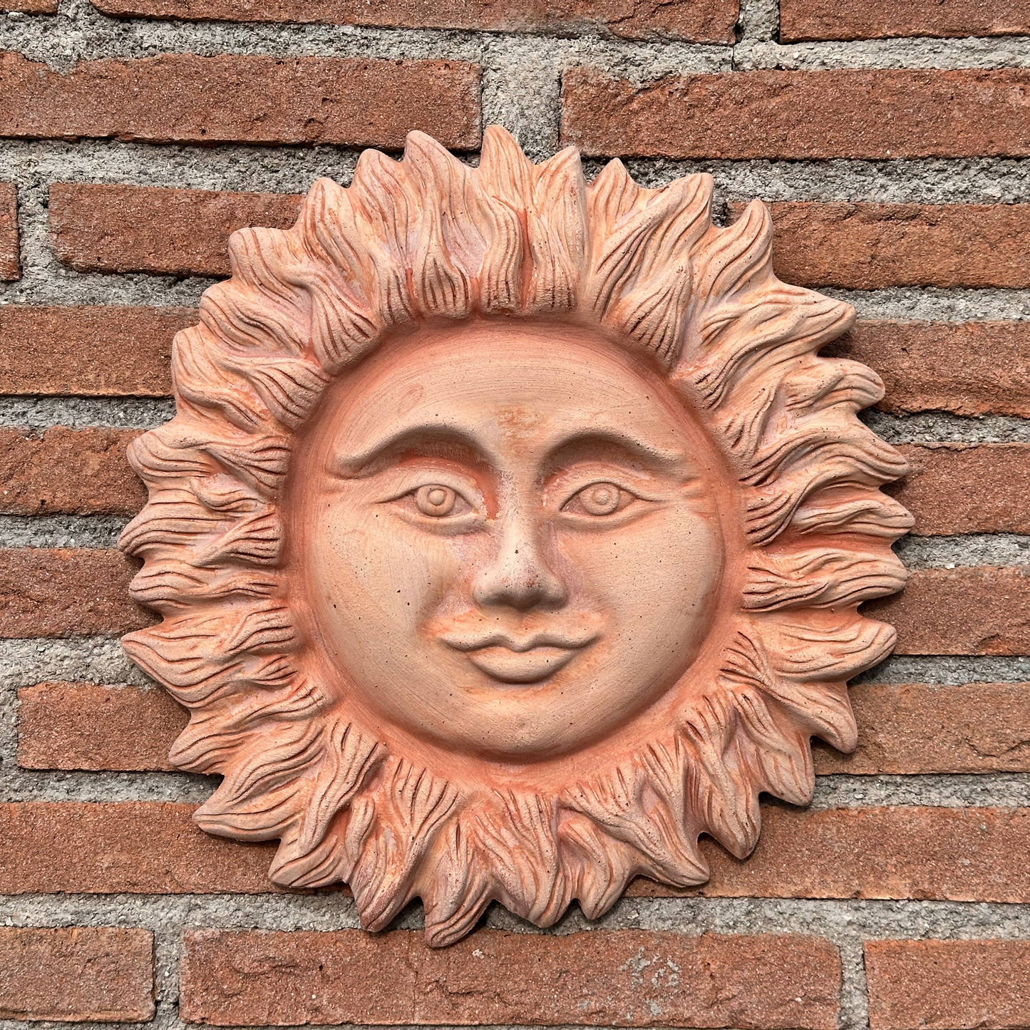 Sun 32 cm in handcrafted ceramic wall for home furnishing and decoration Terracotta Gift Idea