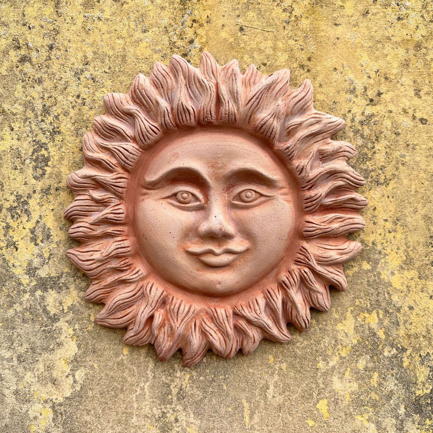 Sun 32 cm in handcrafted ceramic wall for home furnishing and decoration Terracotta Gift Idea