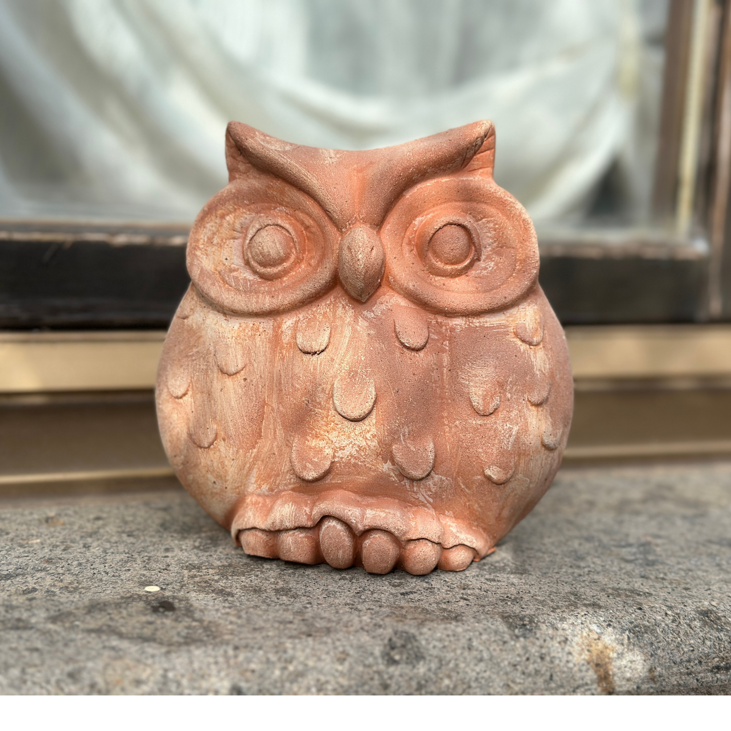 Handcrafted terracotta ball toad for garden furniture and weatherproof home decoration