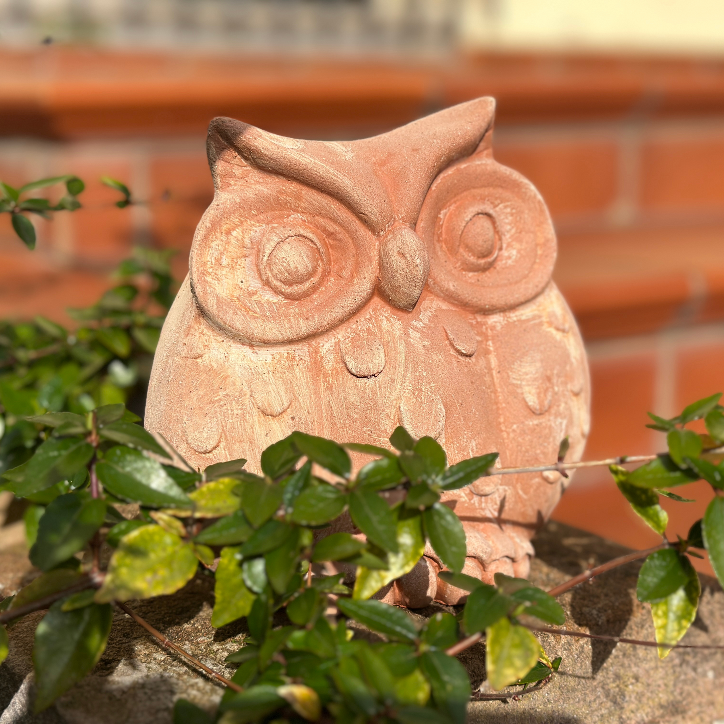 Handcrafted terracotta ball toad for garden furniture and weatherproof home decoration