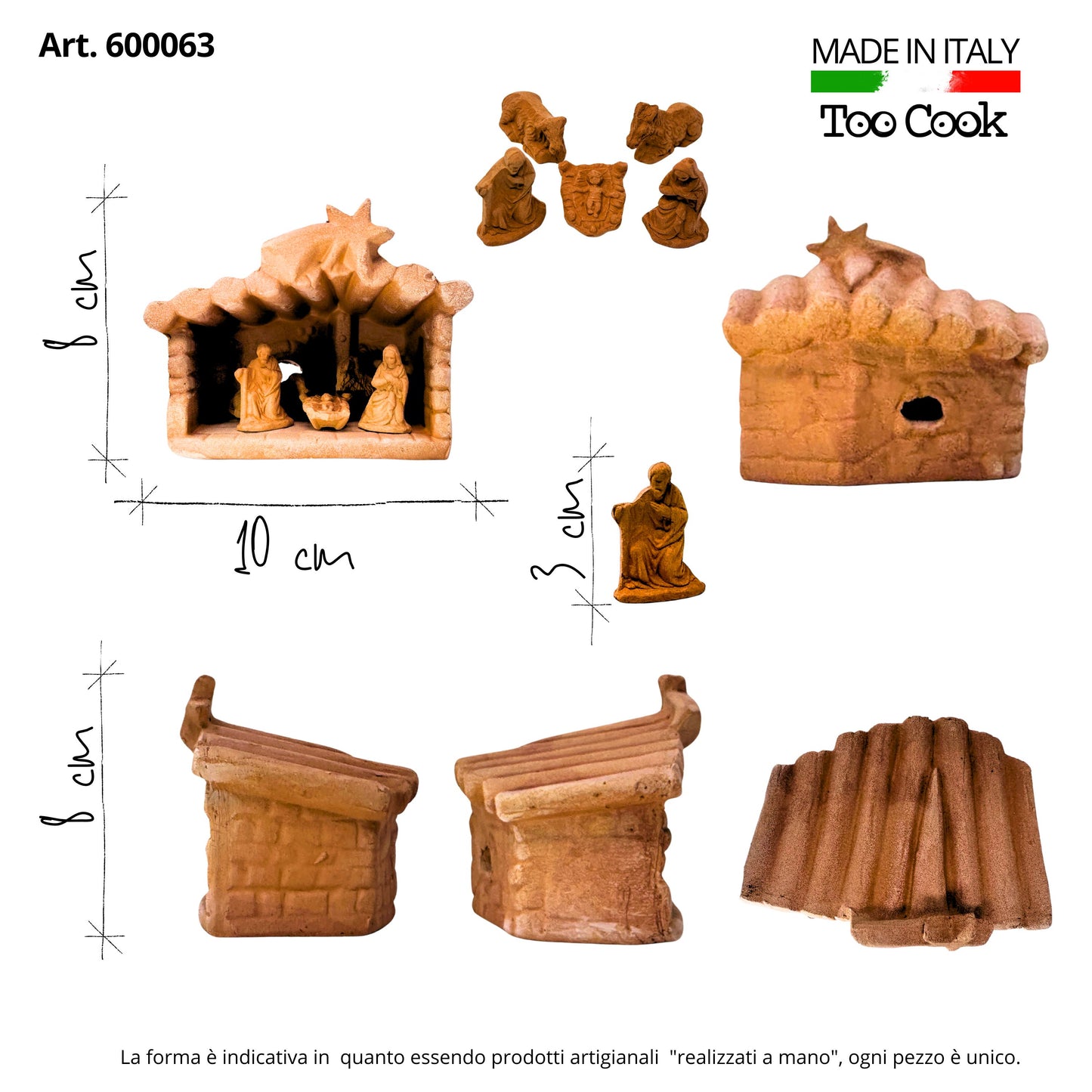 Toocook Presepe in Miniatura Realizzato a Mano in Ceramica Artigianale, Idea Regalo, Collezione e Decorazione per Addobbi Natalizi - Made in Italy (ART.68E8)