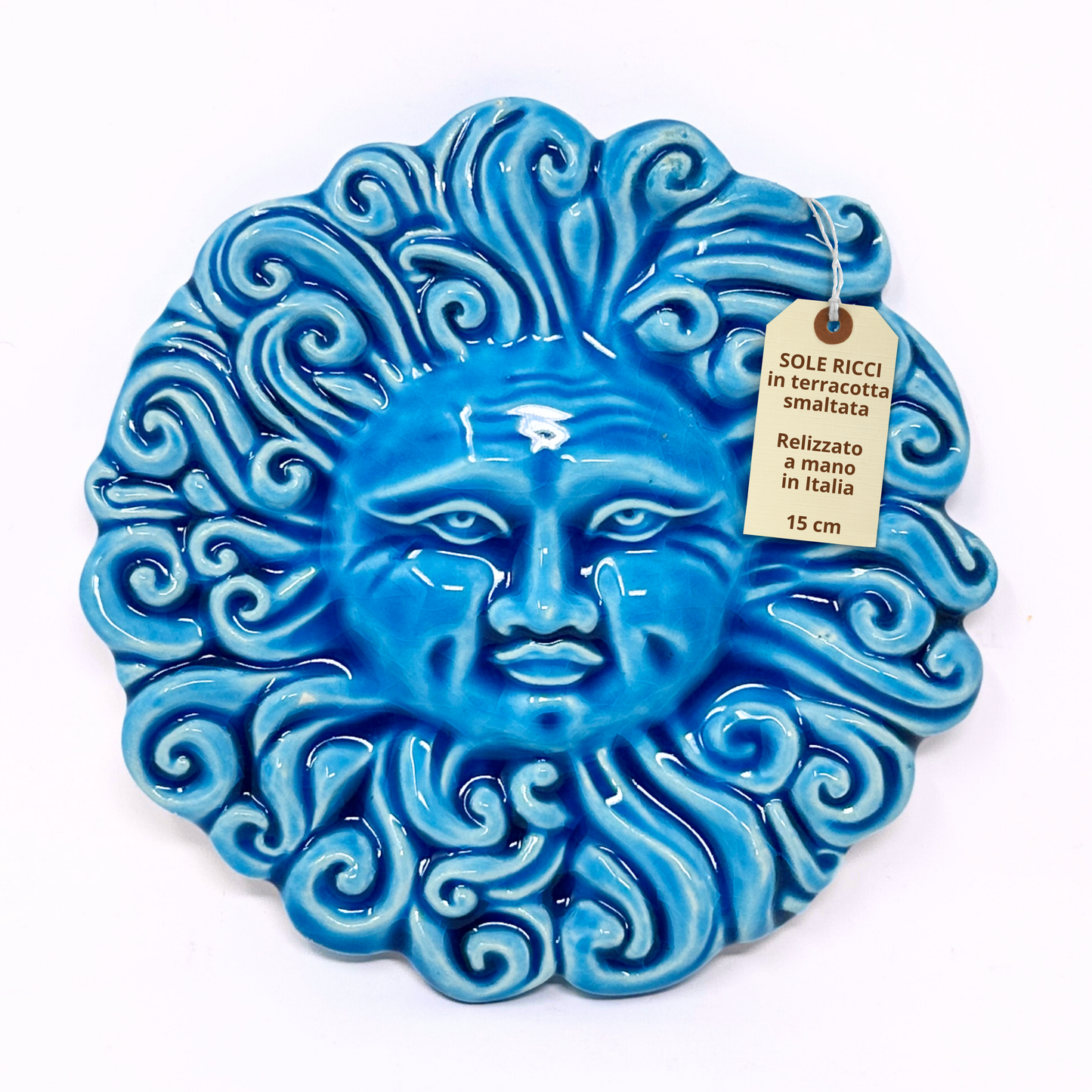 Handcrafted ceramic wall sun for home furnishing and decoration Terracotta Gift Idea - 15 cm