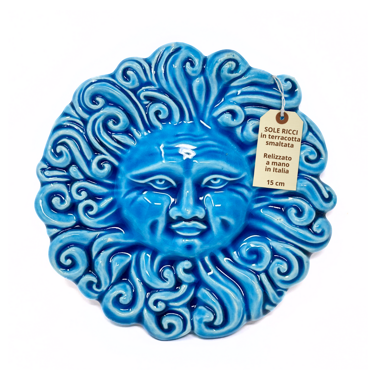 Handcrafted ceramic wall sun for home furnishing and decoration Terracotta Gift Idea - 15 cm