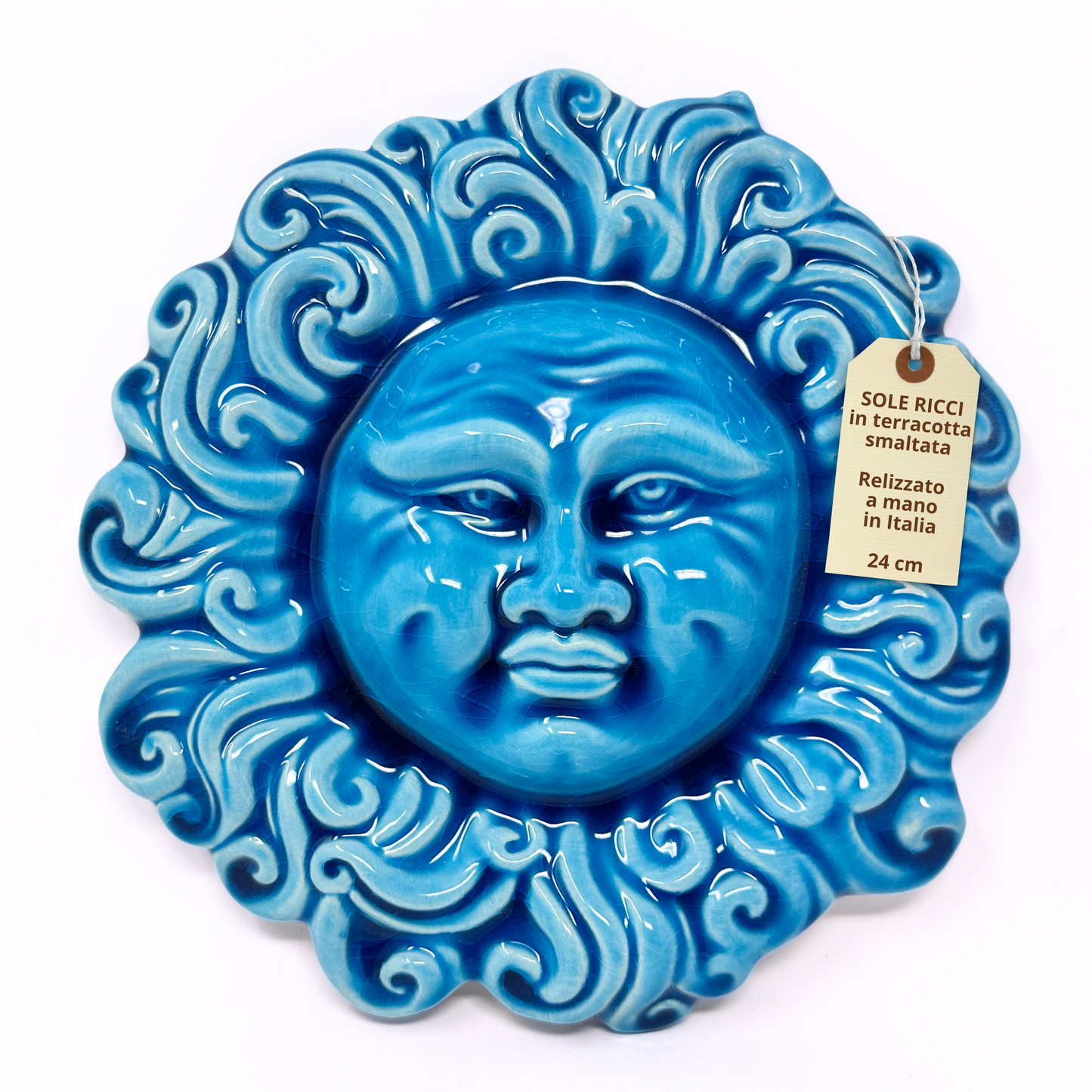 Handcrafted ceramic wall sun for home furnishing and decoration Terracotta Gift Idea - 15 cm