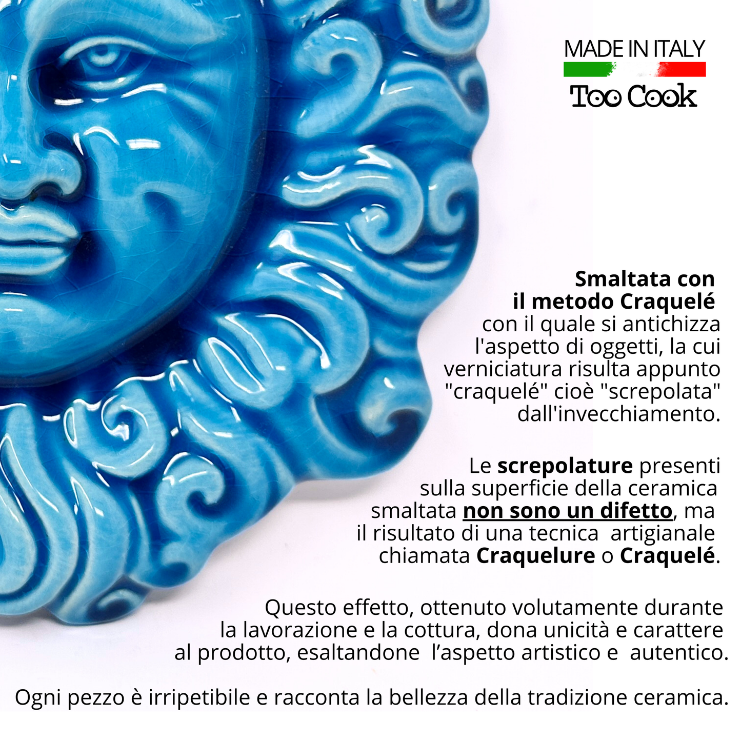 Handcrafted ceramic wall sun for home furnishing and decoration Terracotta Gift Idea - 15 cm