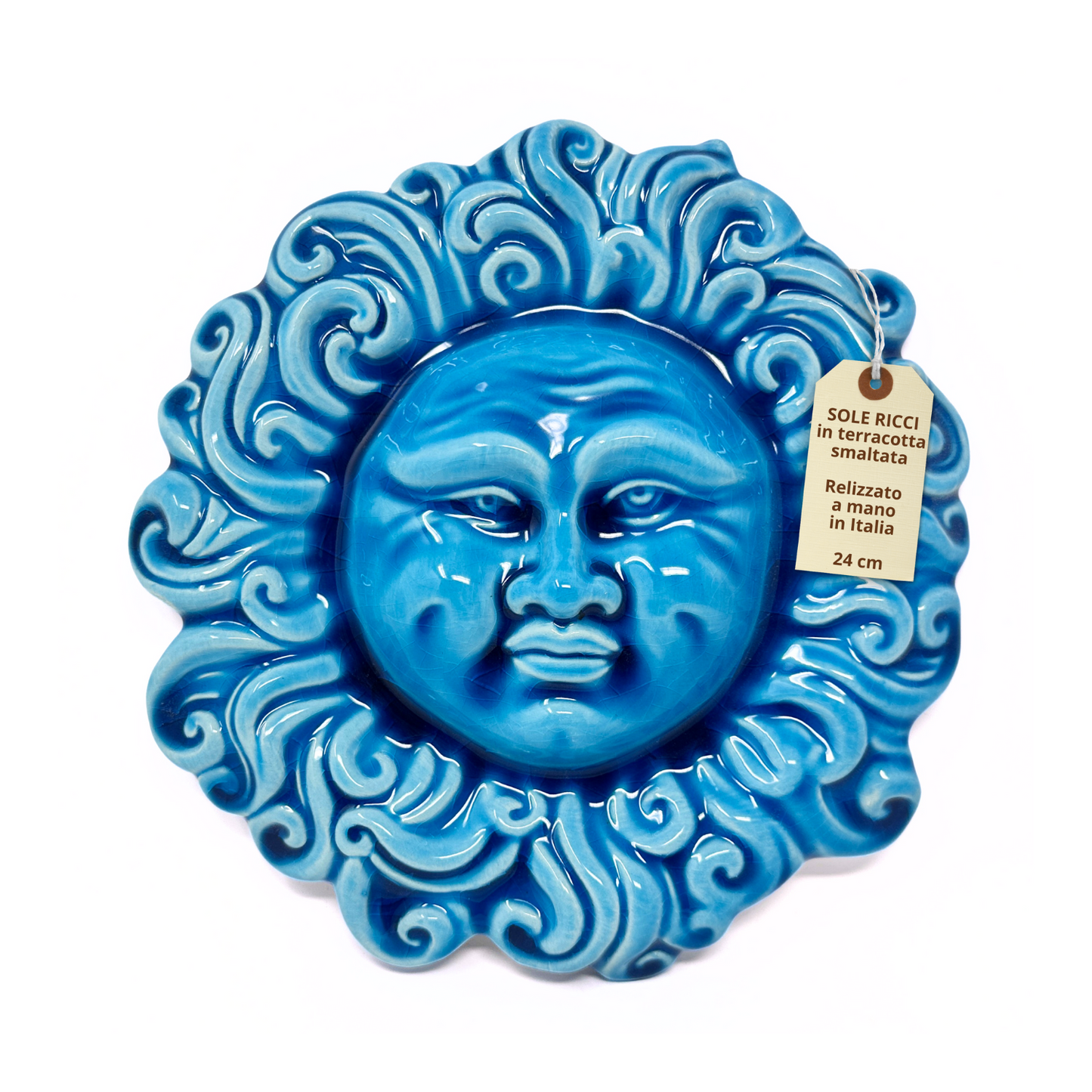 Handcrafted ceramic wall sun for home furnishing and decoration Terracotta Gift Idea - 15 cm
