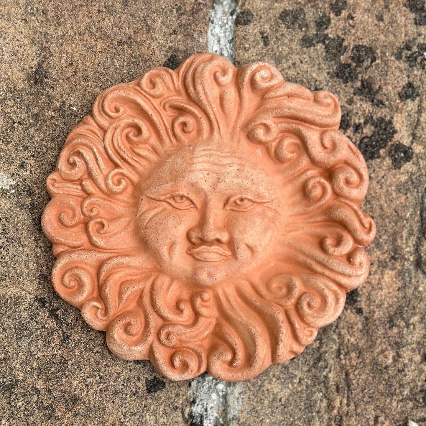 Handcrafted ceramic wall sun for home furnishing and decoration Terracotta Gift Idea - 15 cm