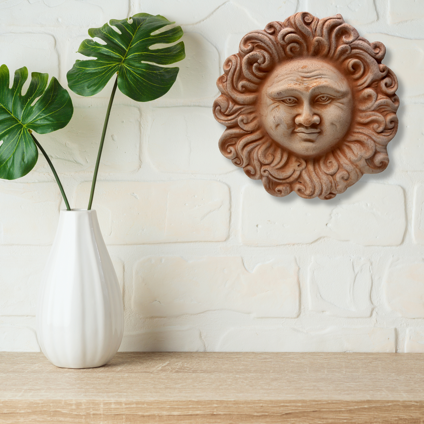 Sun Hedgehog in handcrafted ceramic wall for home furnishing and decoration Terracotta Gift Idea