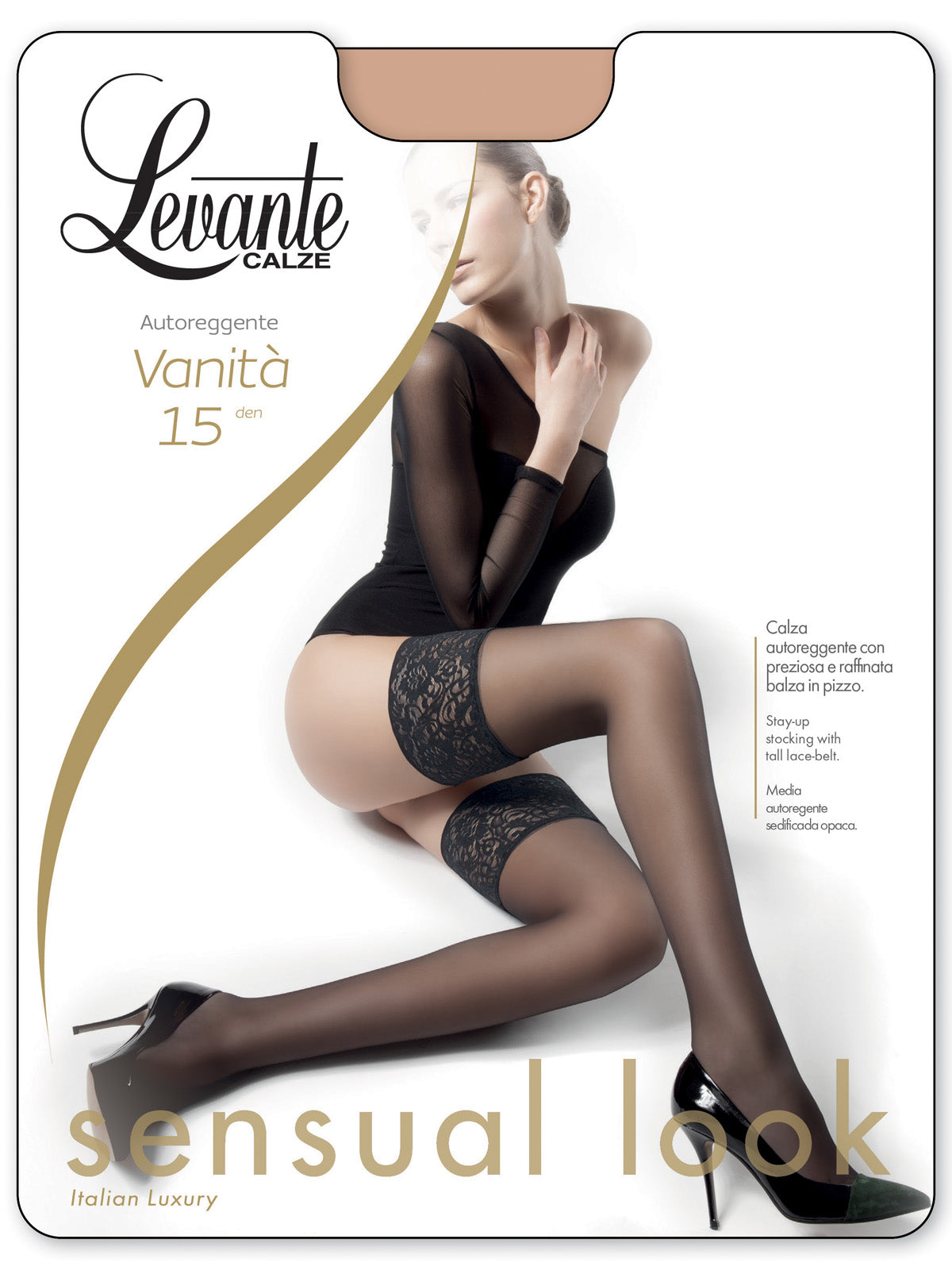 Levante Pantyhose Woman Vanità 15 Denier Hold-up stocking with lace flounce