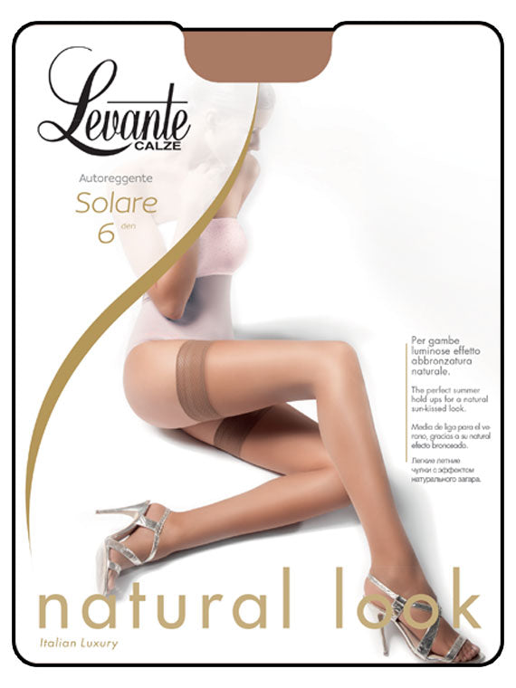 Levante Women's Solar Tights 6 denier Hold-up stockings Tanned effect Nude toe