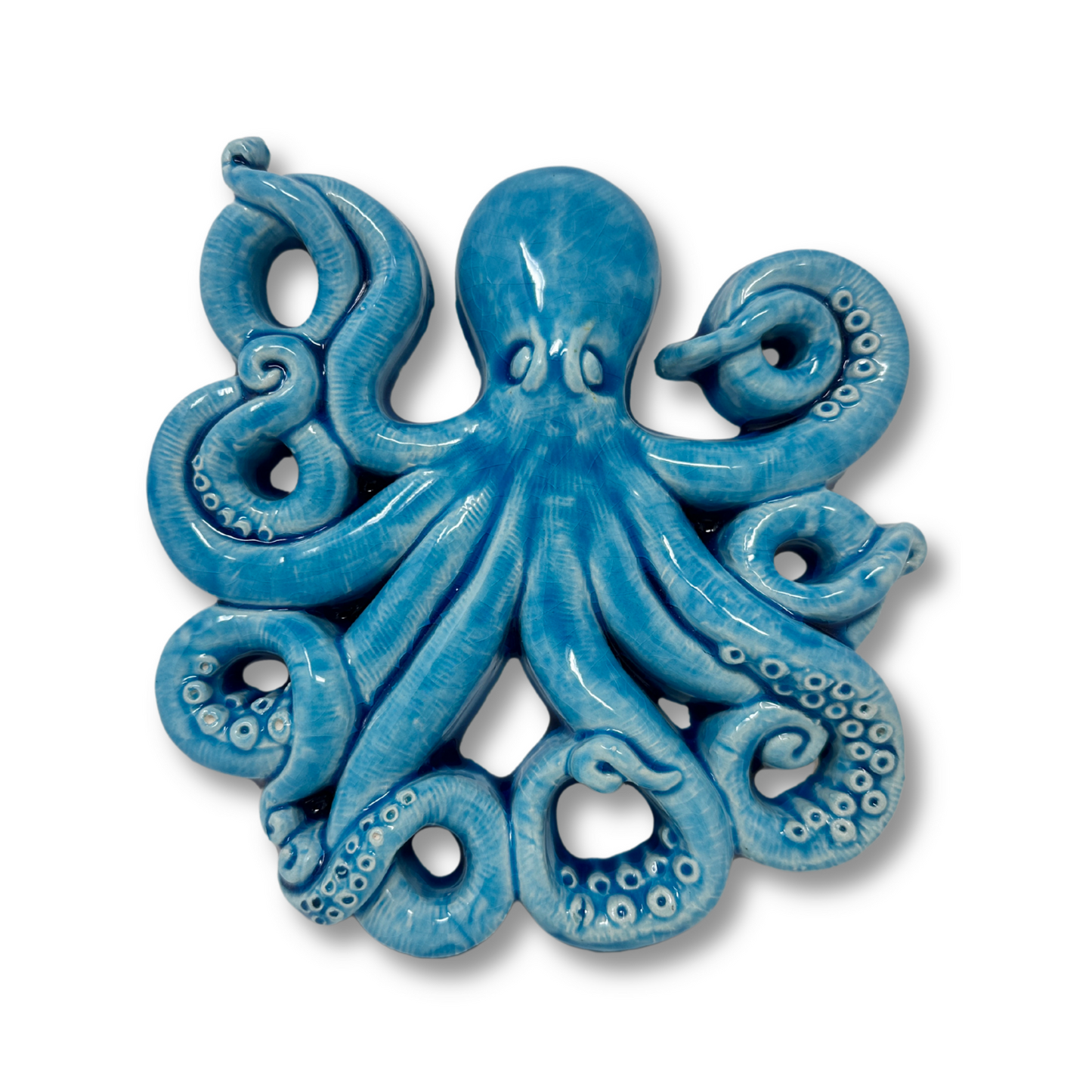 Toocook Glazed Ceramic Octopus for Wall Decoration and Home Furnishings, Handcrafted, Gift Idea Made in Italy
