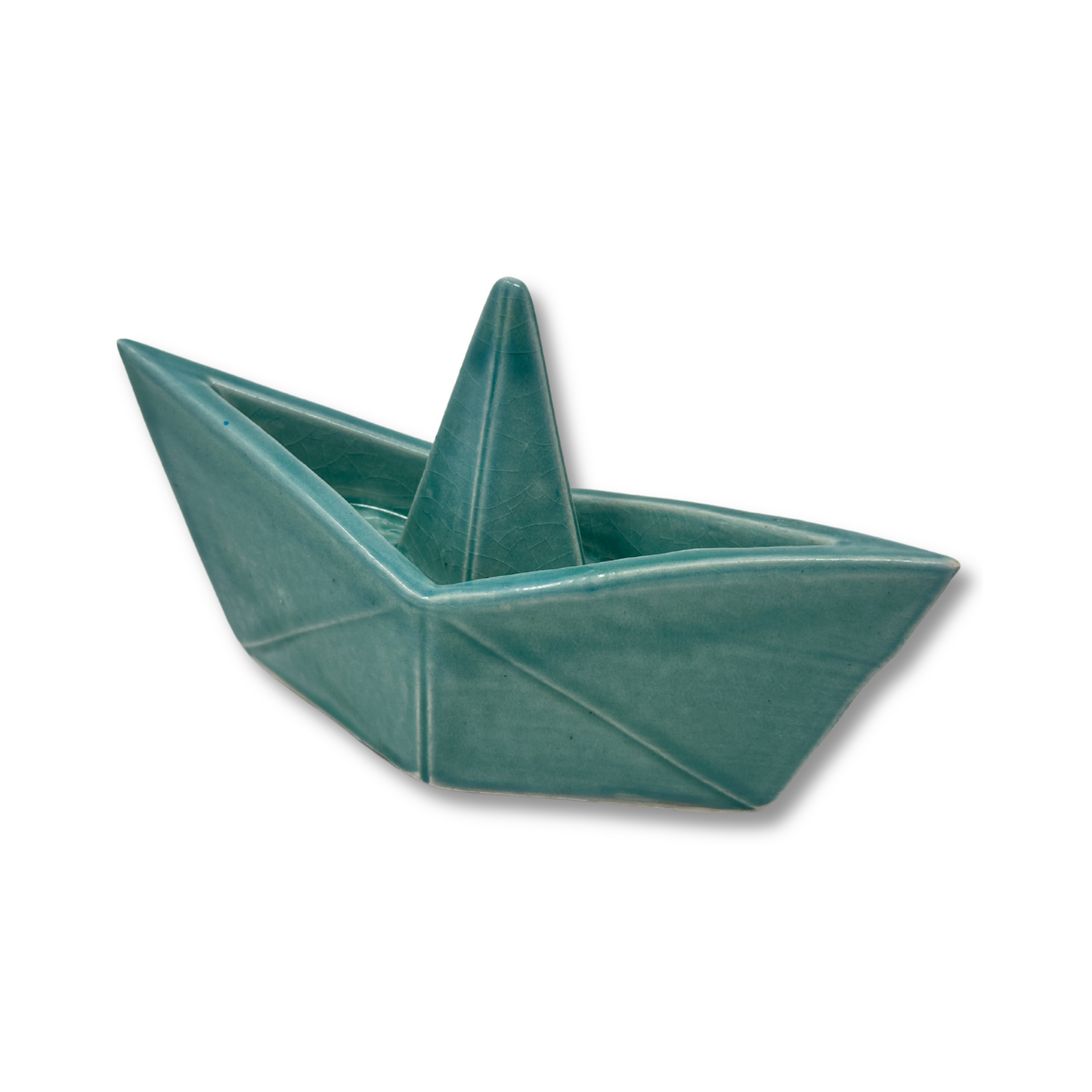 Toocook Origami Boat in Green Glazed Ceramic 100% made in Italy