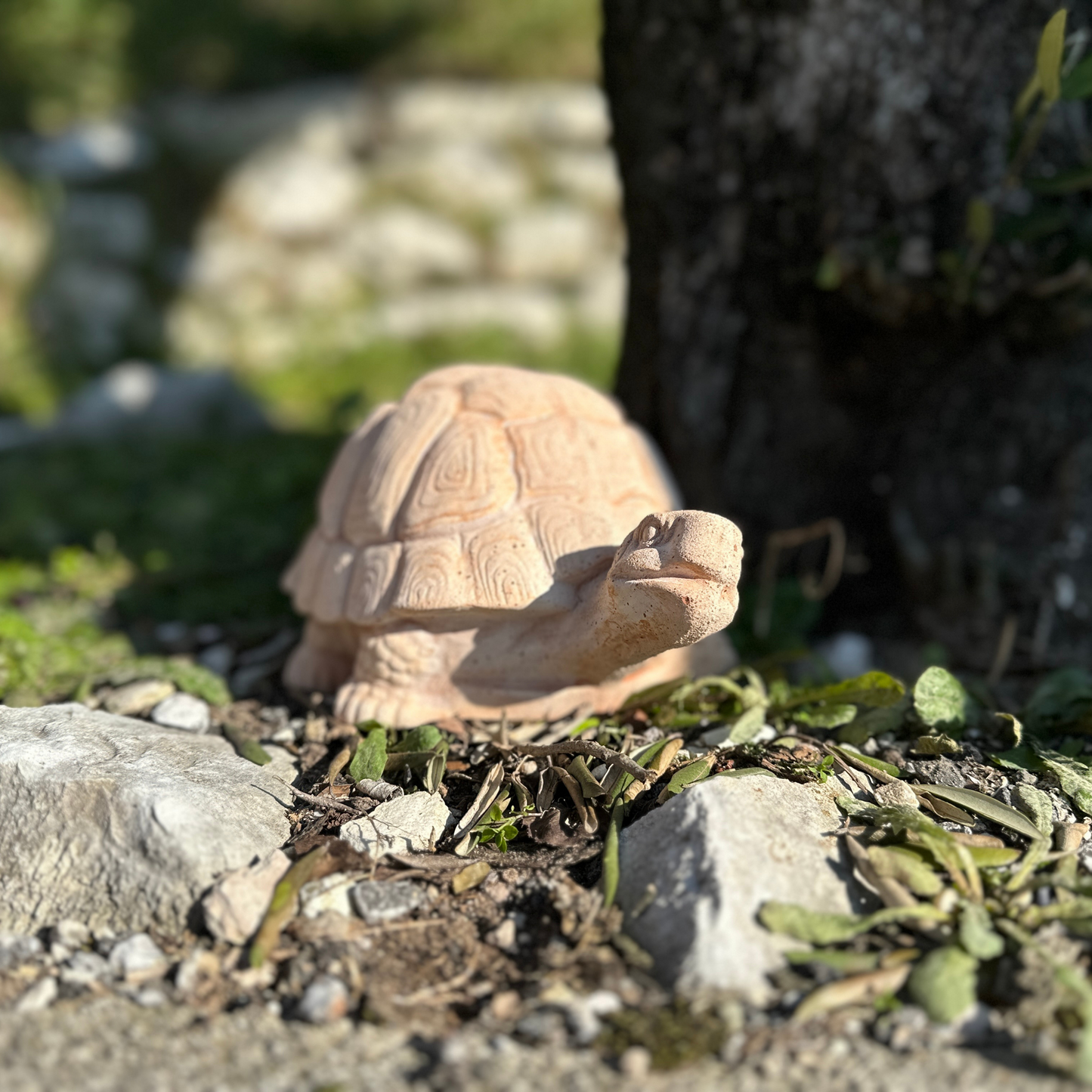 Handcrafted terracotta turtle for garden furniture, unique weatherproof decoration