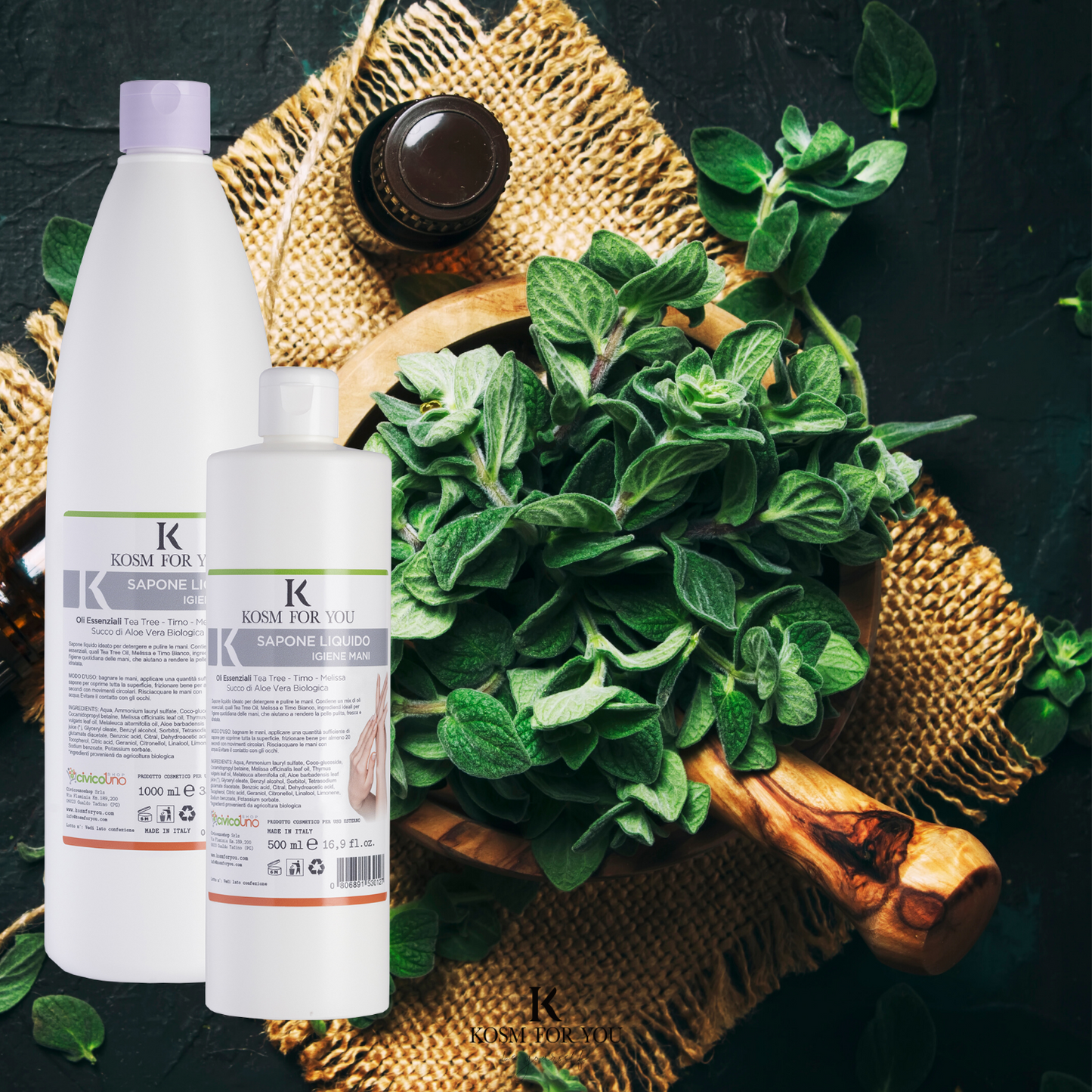 Liquid Hand Soap with Essential Oils, Tea Tree and Organic Aloe Vera - Cleans and Moisturizes the skin