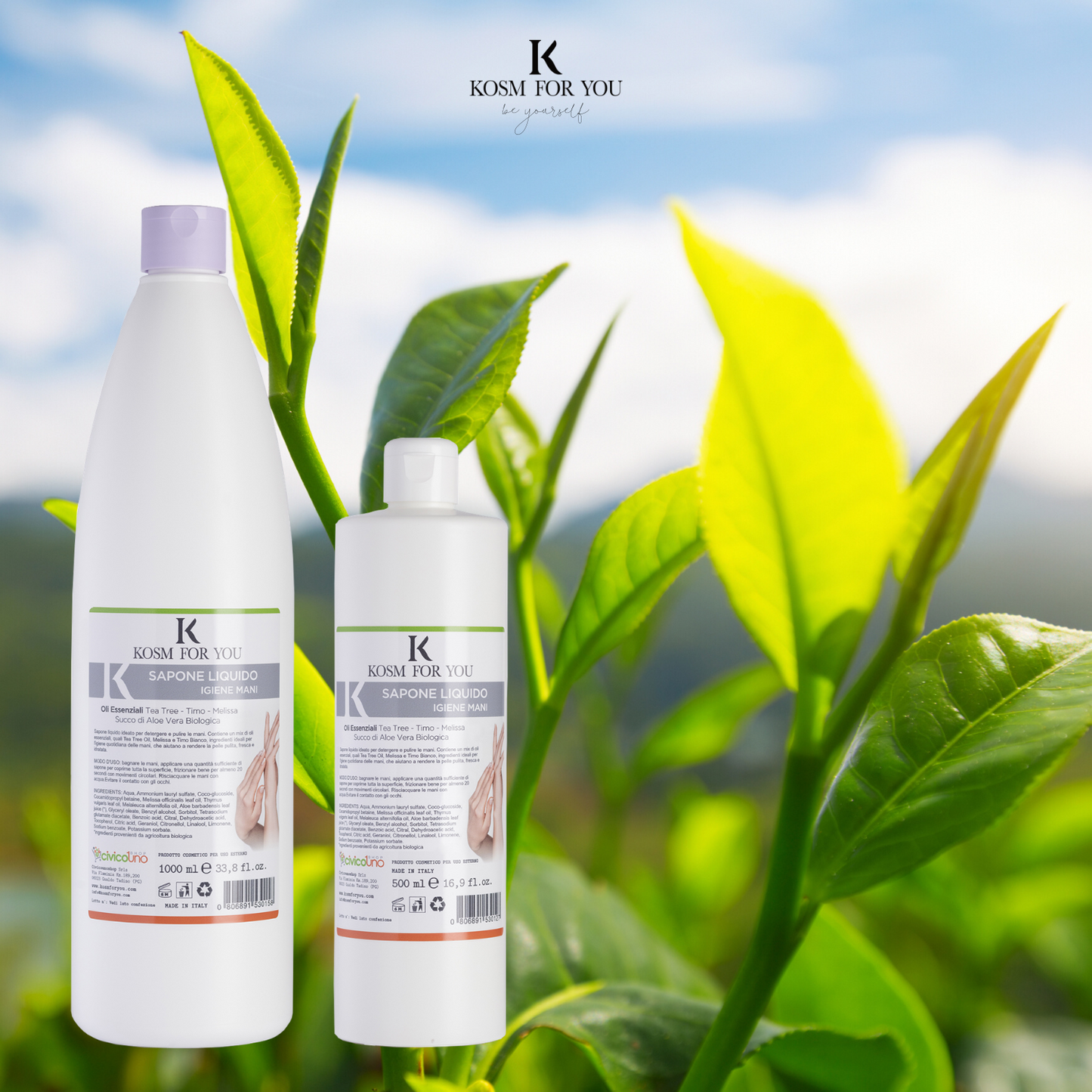 Liquid Hand Soap with Essential Oils, Tea Tree and Organic Aloe Vera - Cleans and Moisturizes the skin