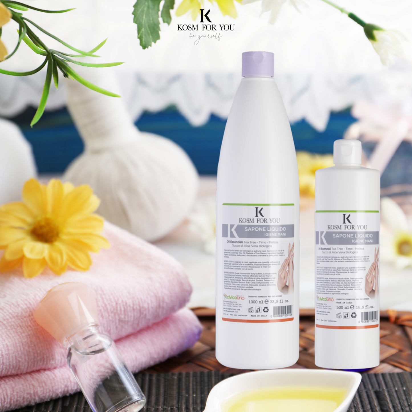 Liquid Hand Soap with Essential Oils, Tea Tree and Organic Aloe Vera - Cleans and Moisturizes the skin