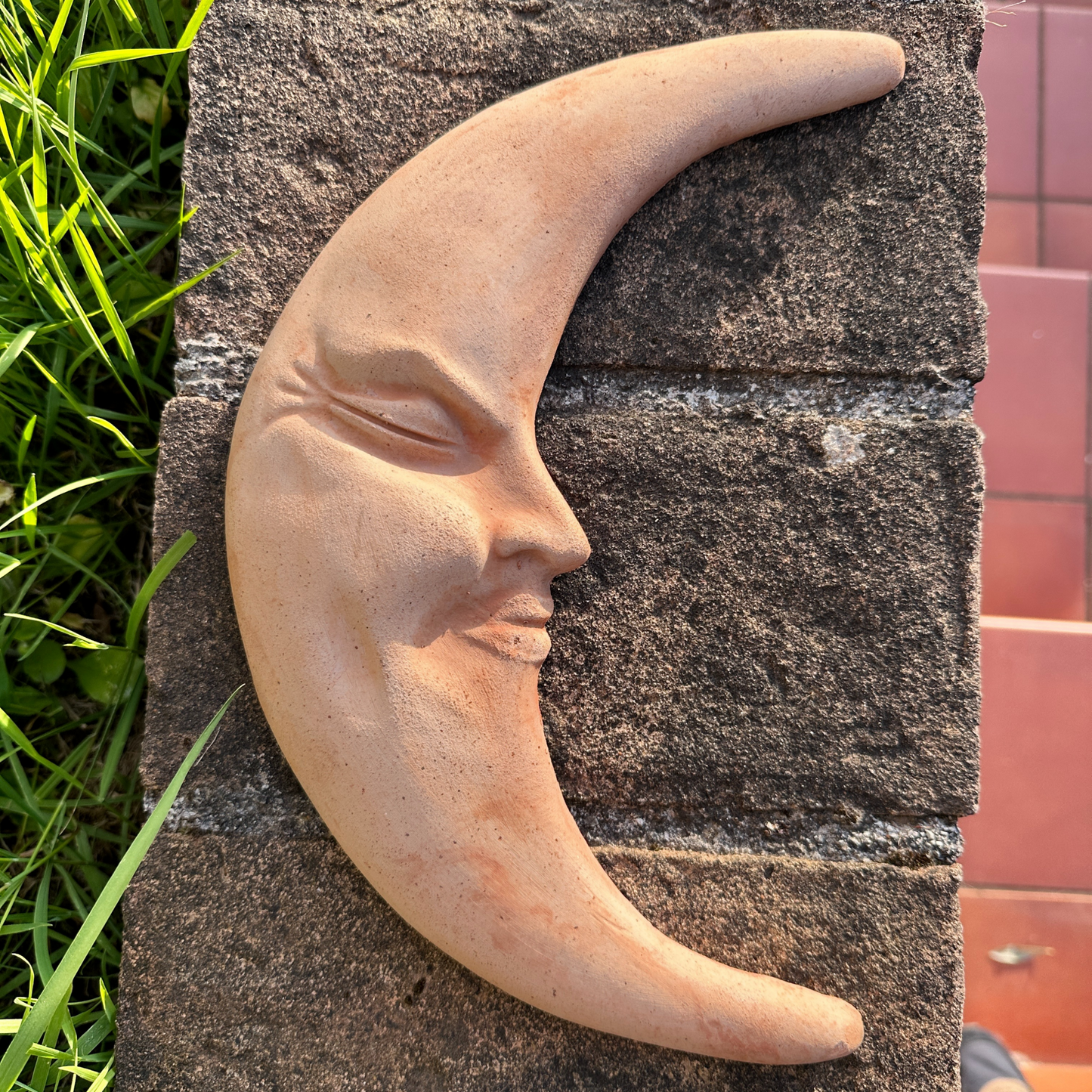 Toocook Wall moon in handcrafted terracotta for home furnishing and decoration Weatherproof 30 cm