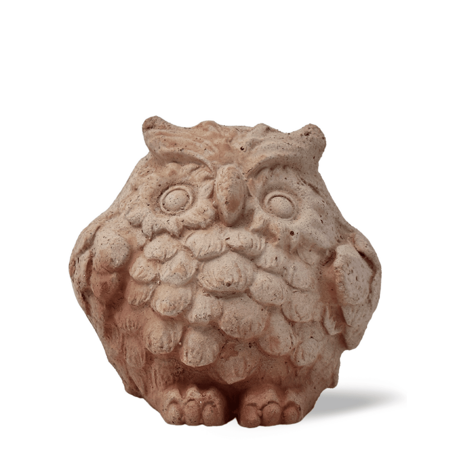 Handcrafted terracotta owl for garden furniture unique weatherproof decoration (9 cm)