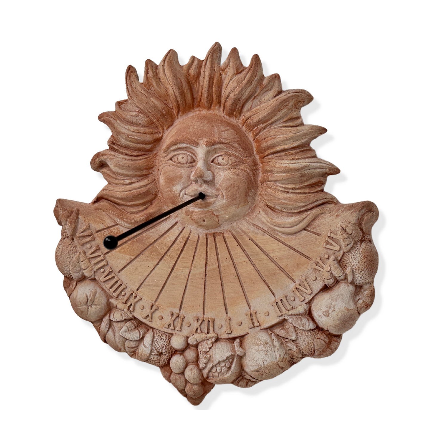 Meridiana solare in terracotta da parete per esterno resistente alle intemperie 33x35x4 cm