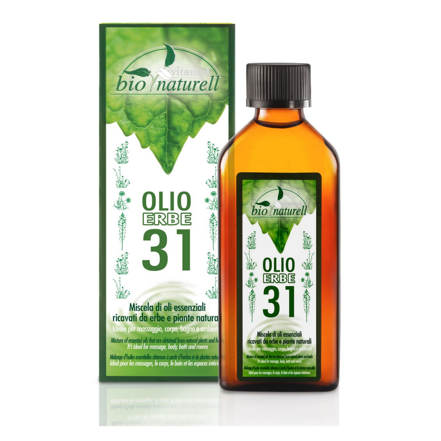 Olio 31 Erbe Linea Bio Naturell Per Massaggi Muscolari Aromaterapia Azione Balsamica - Non Unge - 100 ml