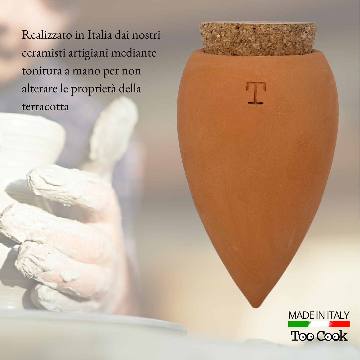 Toocook Artisan Terracotta Olla for Ecological and Natural Automatic Watering for Indoor and Outdoor Plants with autonomy of approximately 7 days - Handmade - 250 ml
