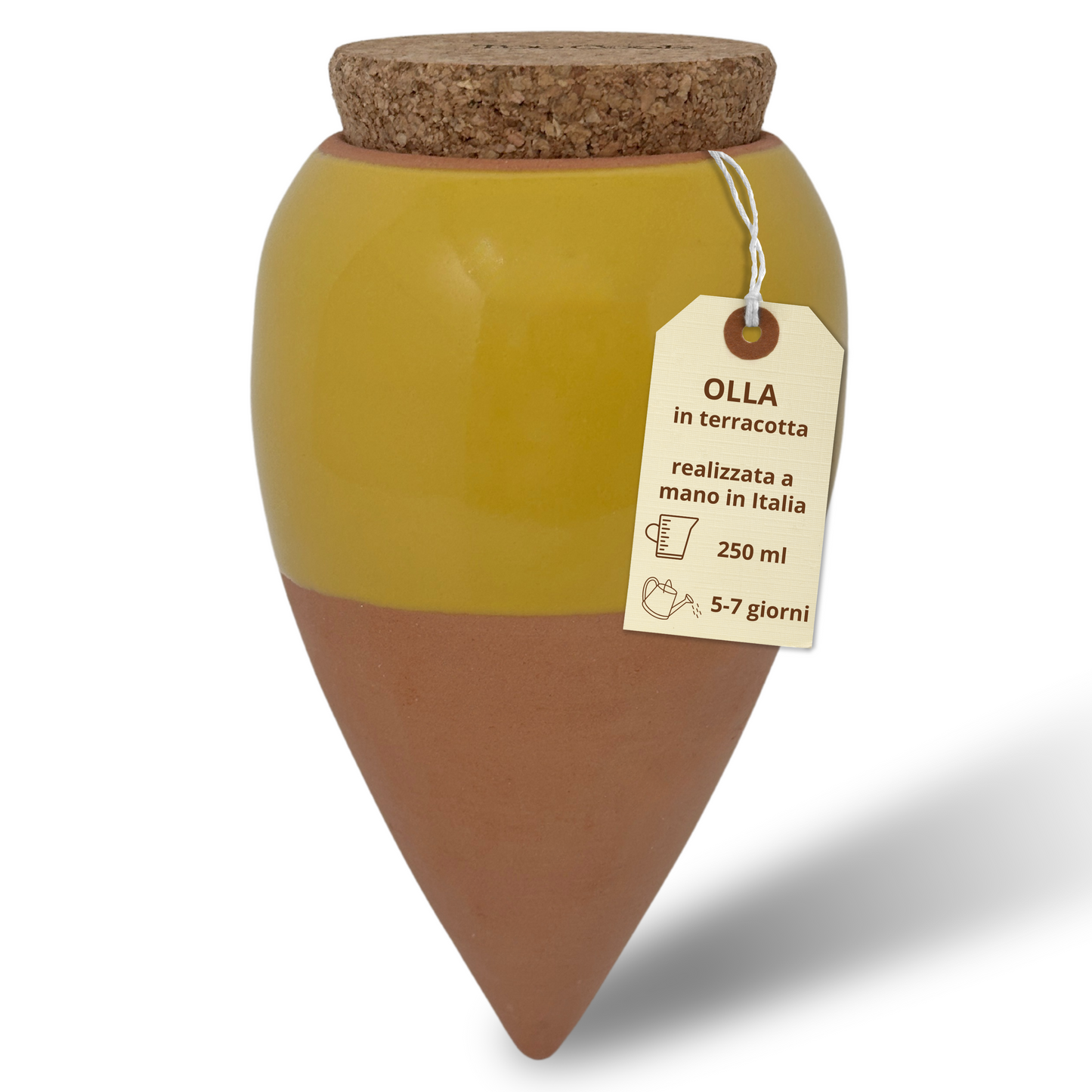 Toocook Yellow Olla in Artisan Terracotta for Ecological and Natural Automatic Watering for Indoor and Outdoor Plants with autonomy of approximately 7 Days - Handmade - 250 ml