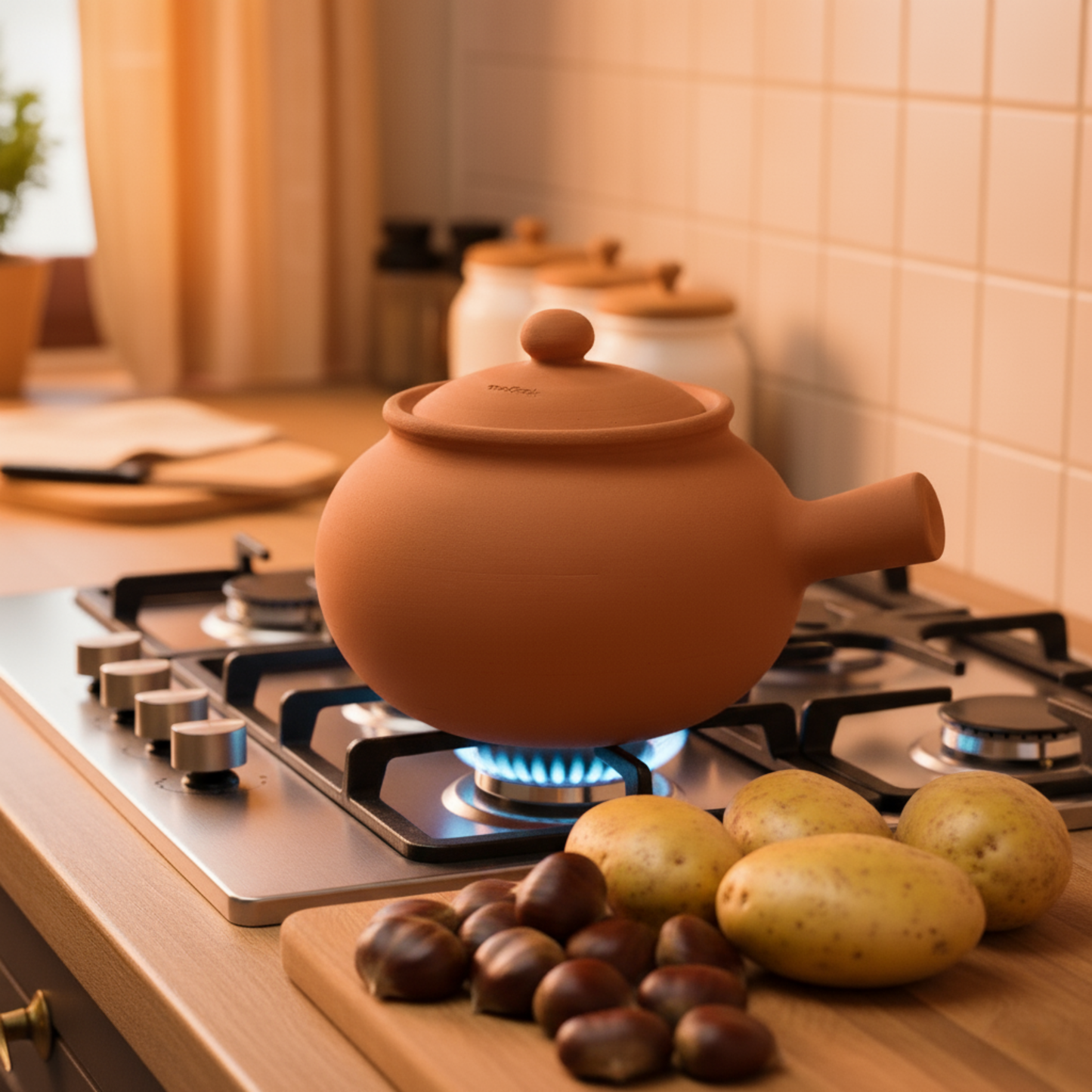 Toocook Cook Potatoes and Chestnuts in Terracotta Simple Natural Cooking No Fat and without altering the properties of the food 100% Made in Italy