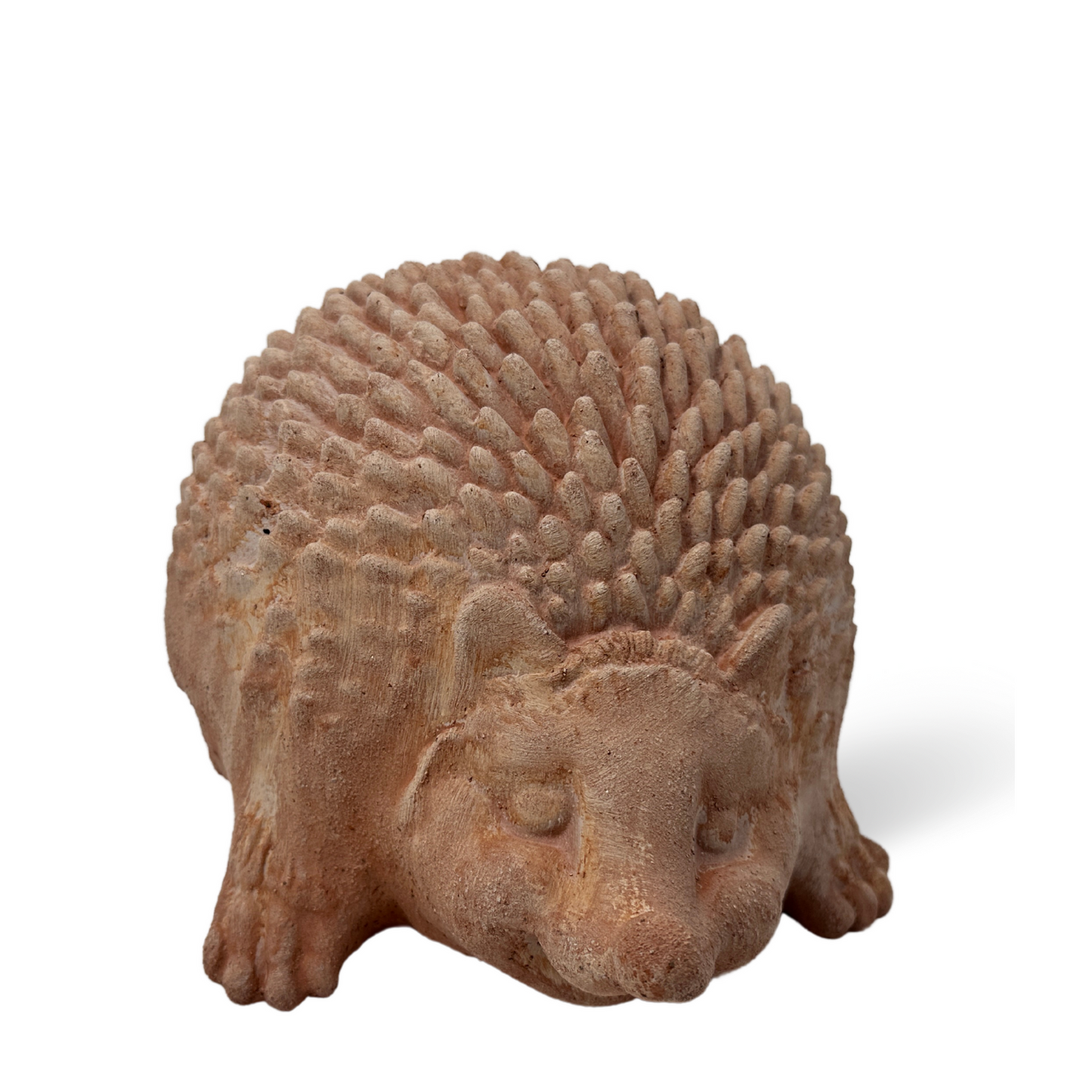 Handcrafted terracotta hedgehog for garden furniture, unique weatherproof decoration