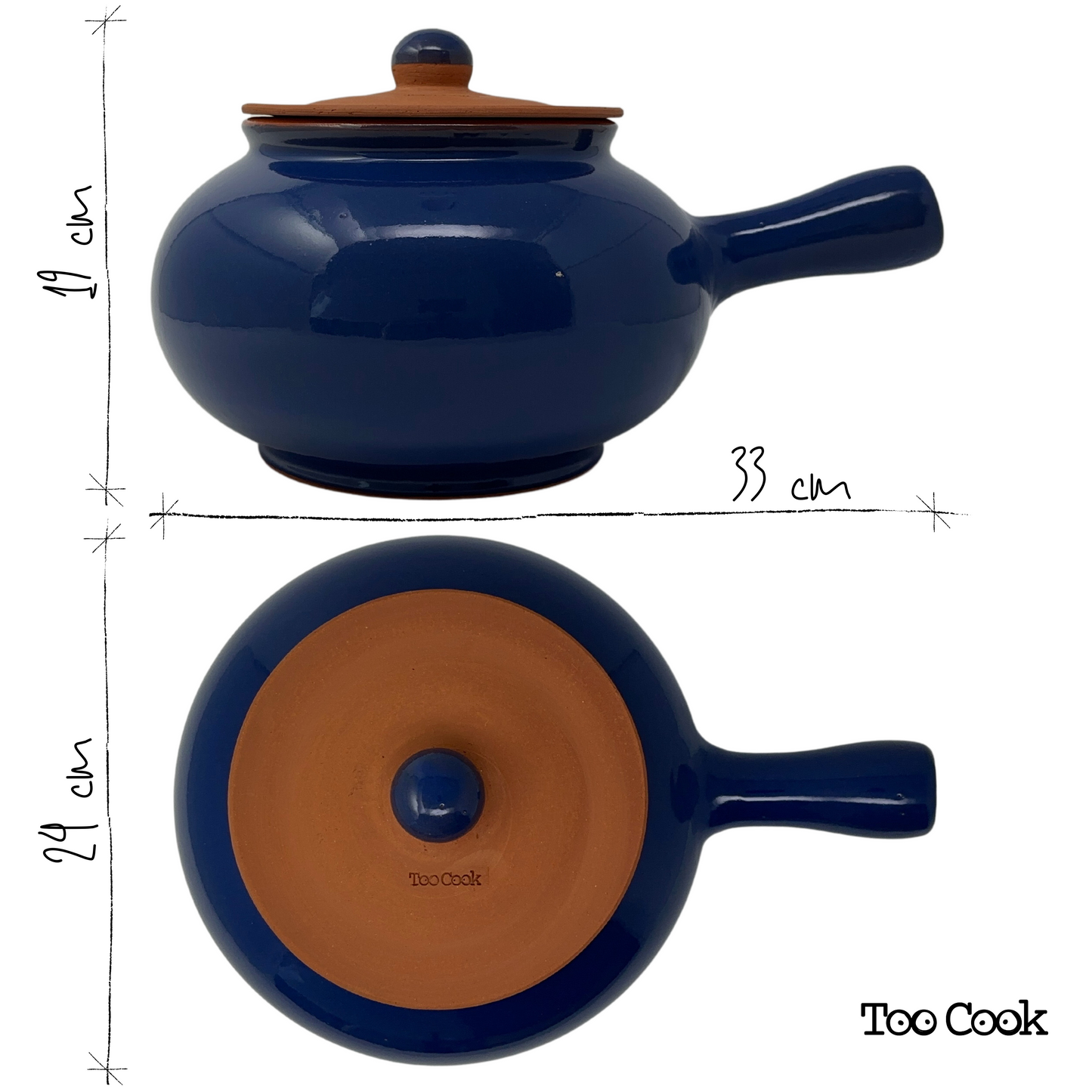 Toocook Potato and Chestnut Cooker in Blue Glazed Terracotta for Simple Natural Cooking No Fat and without altering the properties of the food 100% Made in Italy