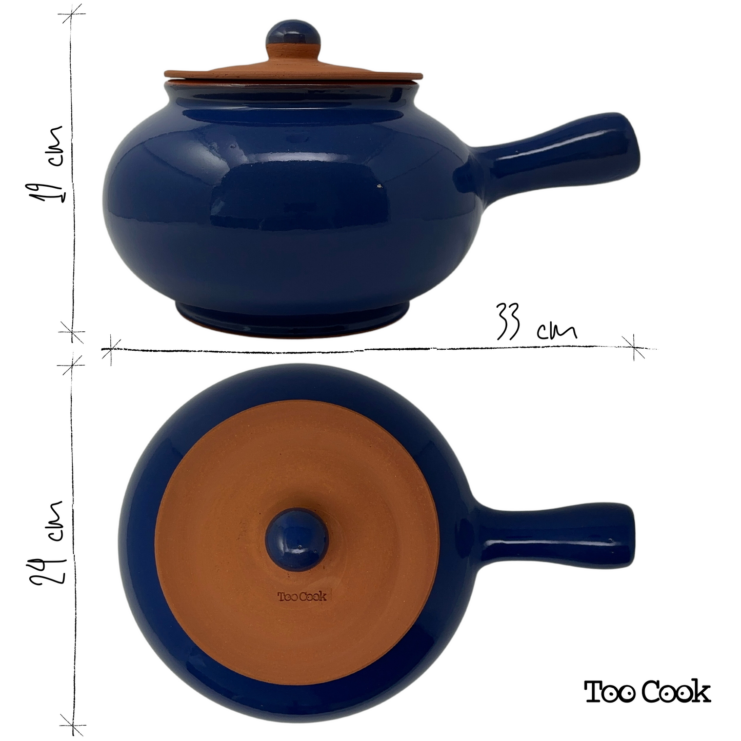 Toocook Cuoci Patate e Castagne in Terracotta Smaltata Blu per Cucina Semplice Naturale No Grassi e senza alterare le proprietà del cibo Made in Italy 100%