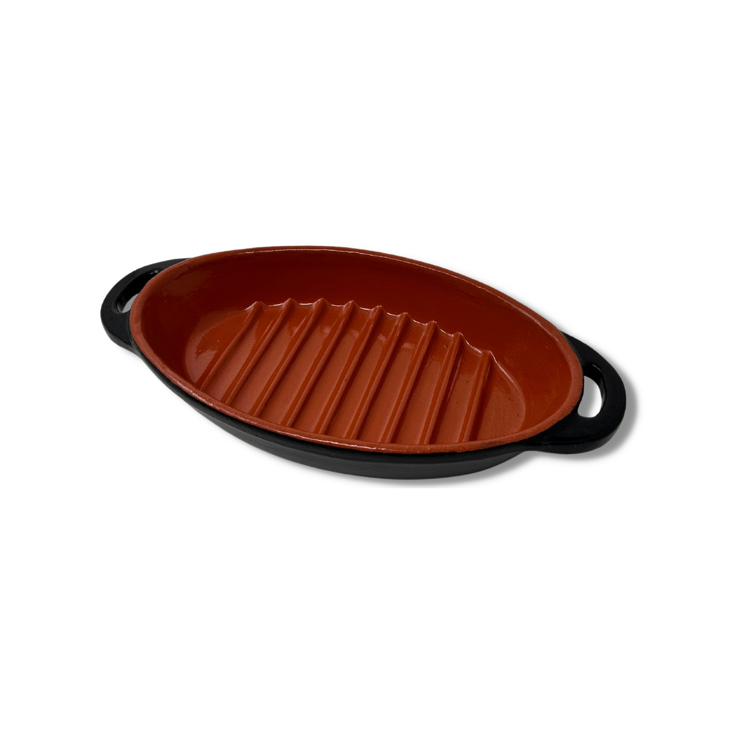 Toocook Grill Me oval terracotta plate for natural cooking without fat, unique taste without altering the properties of the food