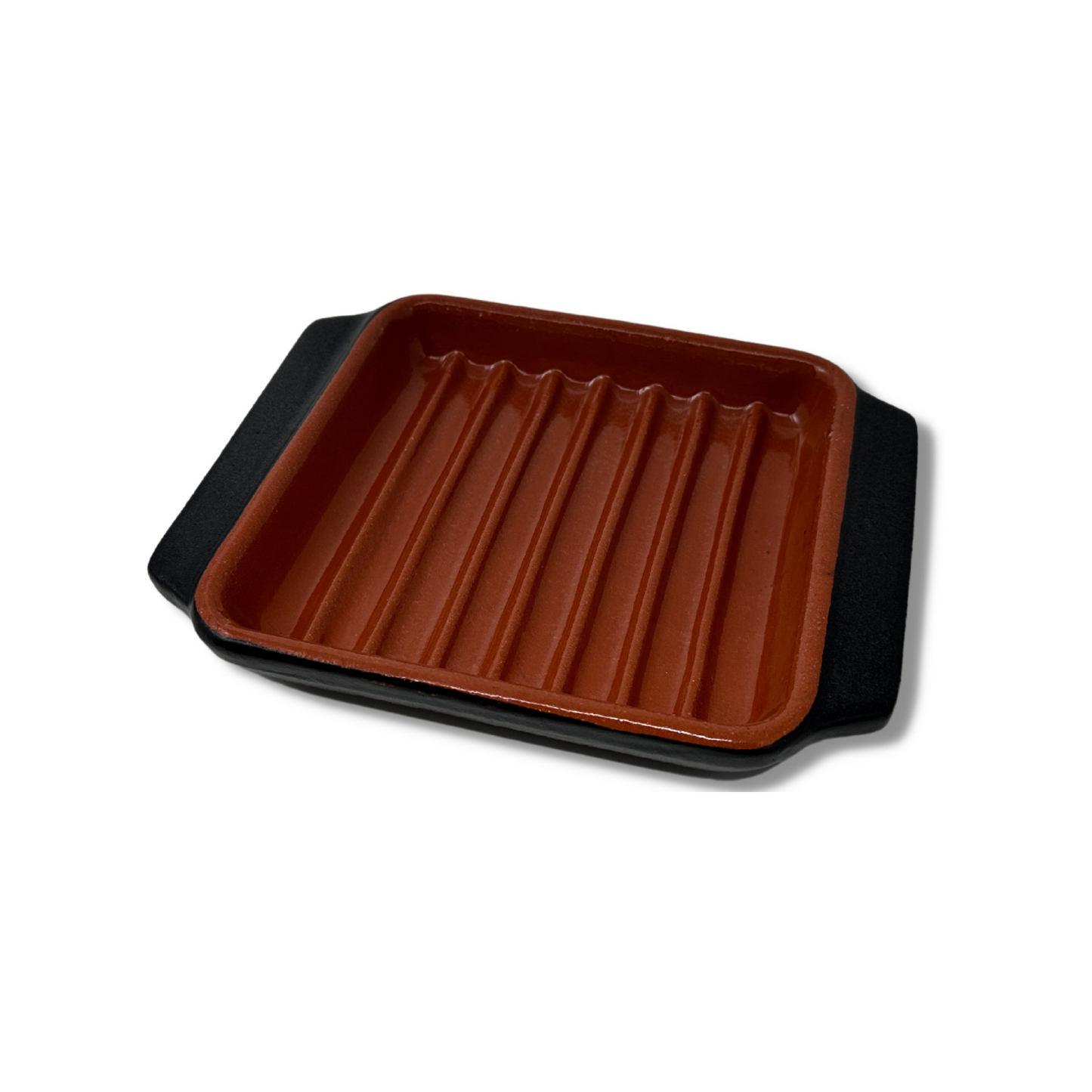 Toocook Grill Me mini square terracotta plate for natural cooking without fat, unique taste without altering the properties of the food
