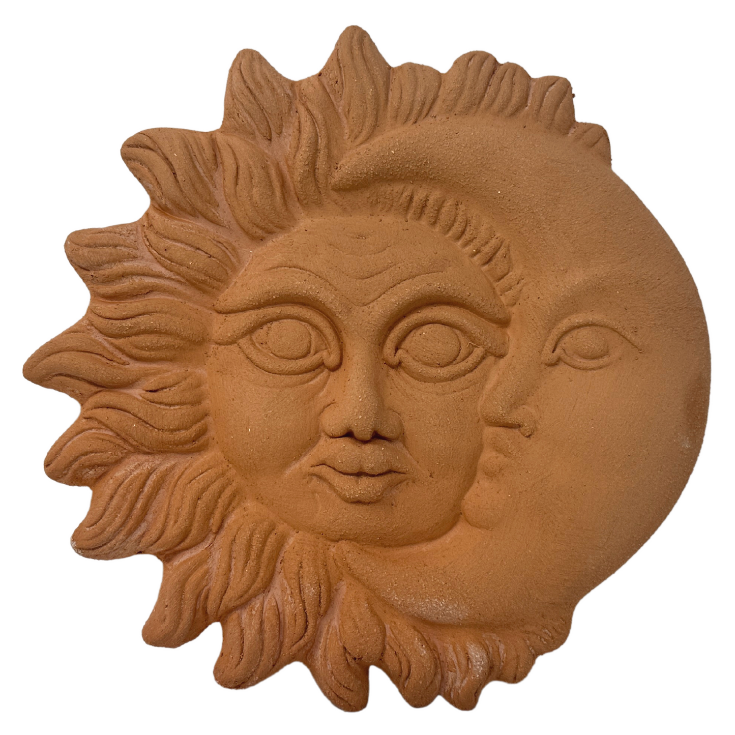 Sole e Luna in ceramica artigianale da parete per arredo e decorazione casa Terracotta Idea Regalo