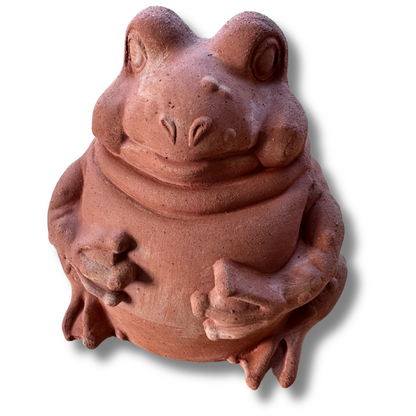 Handcrafted terracotta ball toad for garden furniture and weatherproof home decoration