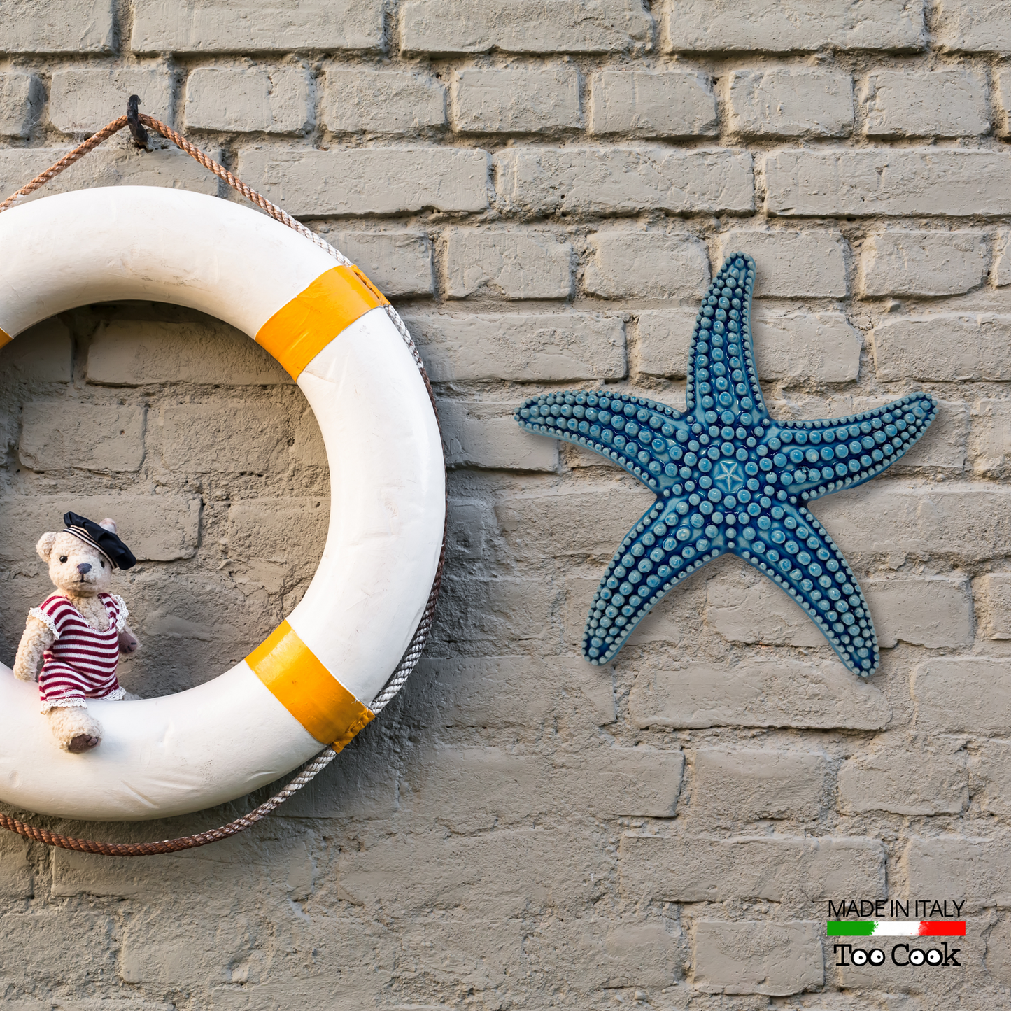 Toocook Starfish in glazed ceramic Wall Decoration and Home Furnishings, Handcrafted, Gift Idea Made in Italy