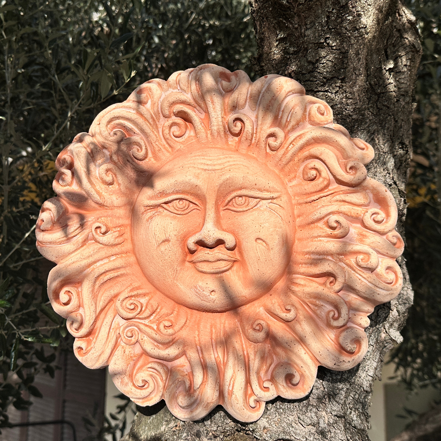 Sun Hedgehog in handcrafted ceramic wall for home furnishing and decoration Terracotta Gift Idea