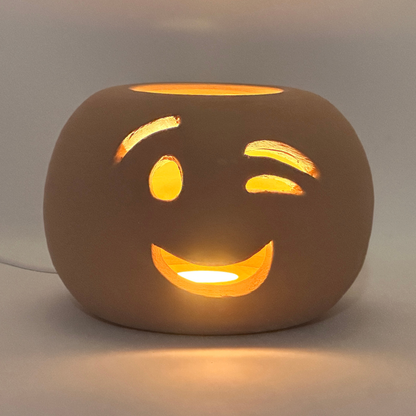 Toocook Lampada Decorativa Emoji Occhiolino – Ceramica Artigianale con Base per Luce LED – Diametro 17 cm